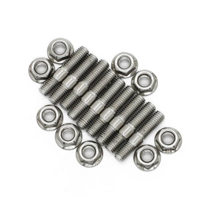 M8 * 40 Auspuffkrümmerbolzen, kompatibel mit Motoren der Civic Integra V3 BD-Serie, Edelstahlbolzen, gezähnte Bolzen, Mutter, Schraube(9sets) von PGVXEM