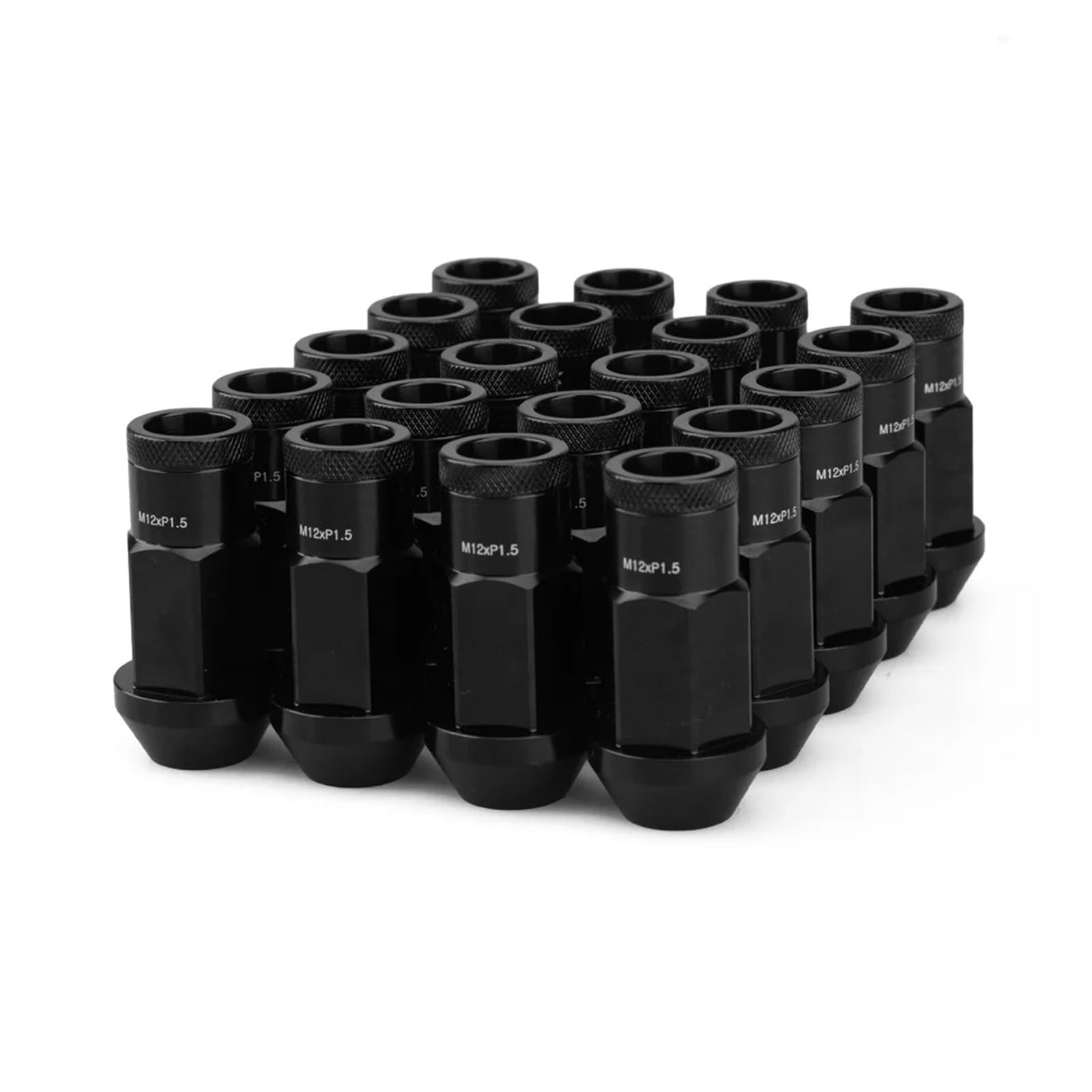 Stile Radmuttern Arbeit 20 STÜCKE Anti-Diebstahl 7075 Geschmiedete Aluminiumlegierung Radsicherungsmuttern Länge 50mm M12 * 1,5 M12 * 1,25 Hex 19mm Aftermarke(Black,M12x1.5) von PGVXEM