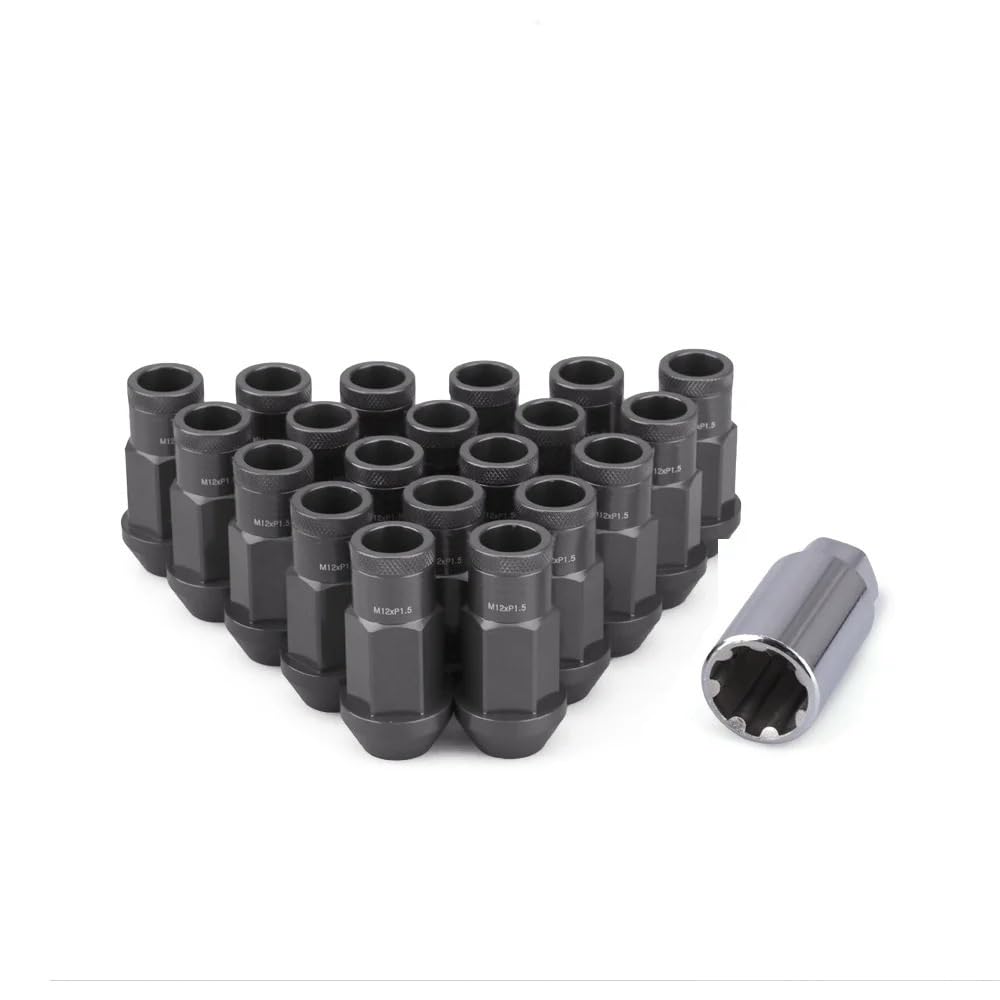Stile Radmuttern Arbeit 20 STÜCKE Anti-Diebstahl 7075 Geschmiedete Aluminiumlegierung Radsicherungsmuttern Länge 50mm M12 * 1,5 M12 * 1,25 Hex 19mm Aftermarke(Gray,M12x1.5) von PGVXEM