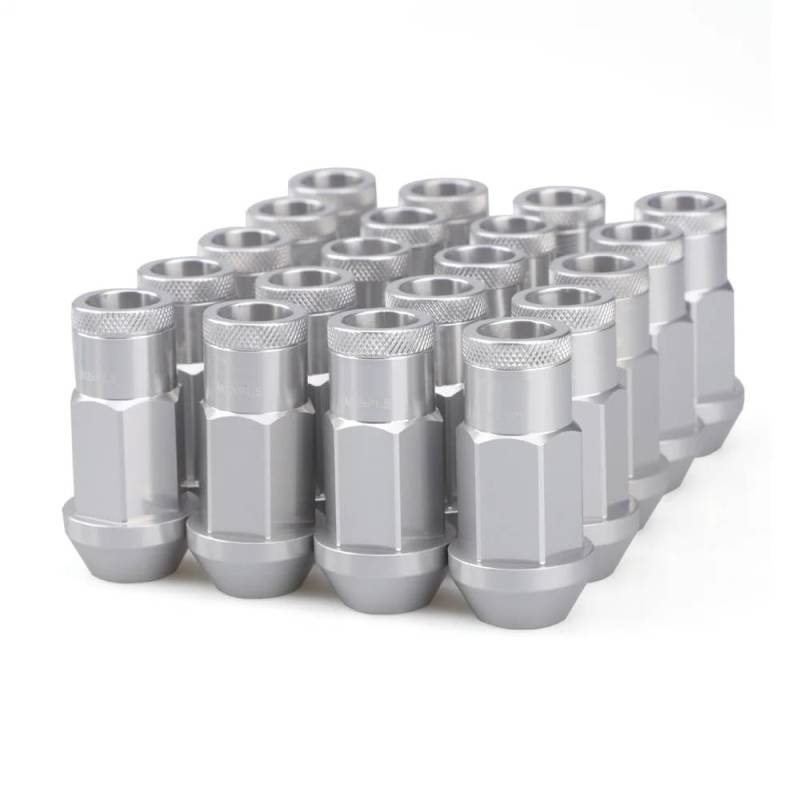Stile Radmuttern Arbeit 20 STÜCKE Anti-Diebstahl 7075 Geschmiedete Aluminiumlegierung Radsicherungsmuttern Länge 50mm M12 * 1,5 M12 * 1,25 Hex 19mm Aftermarke(Silver,M12x1.25) von PGVXEM