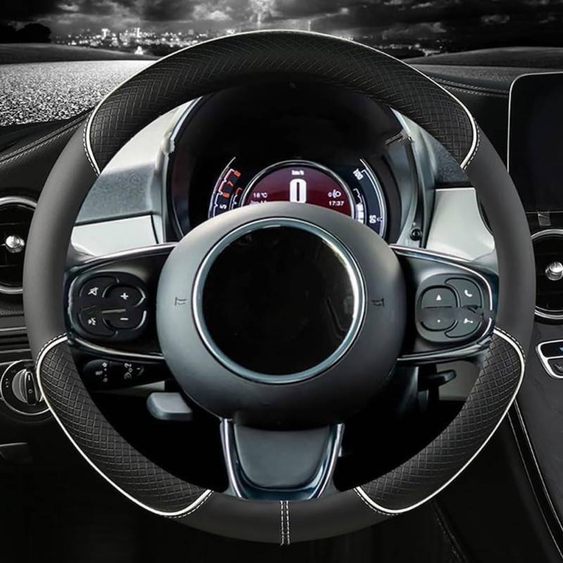 PGYREUGQ Leder Auto Lenkrad Abdeckung Für Dacia Sandero Ⅲ Hatchback 2020-2024, Universal Lenkradbezug Anti-rutsch Bequem 38CM / 15''Innenraum Auto Zubehör, O-A von PGYREUGQ