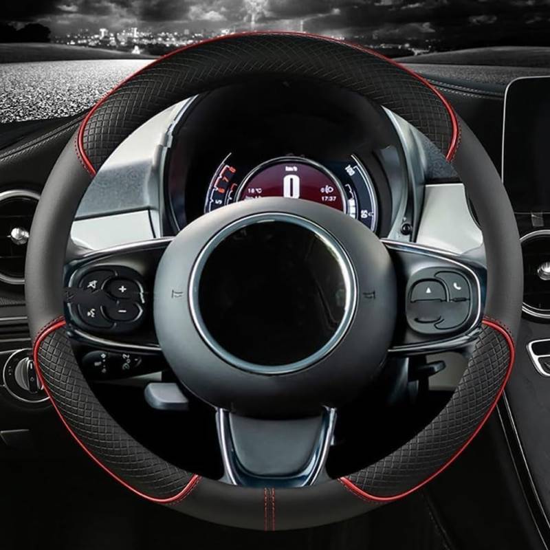 PGYREUGQ Leder Auto Lenkrad Abdeckung Für Hyundai Tucson Ⅲ 2015-2020, Universal Lenkradbezug Anti-rutsch Bequem 38CM / 15''Innenraum Auto Zubehör, O-B von PGYREUGQ
