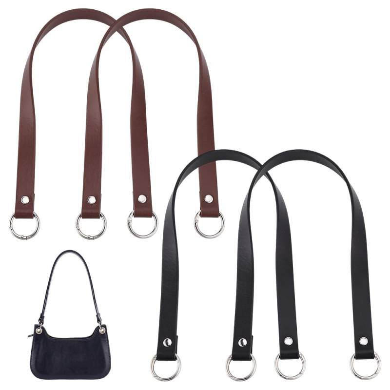 PH PandaHall 4 Stück Leder Taschengriffe 57cm Ledergriffe Für Geldbörsen Taschenhenkel Für Geldbörsen Ledertaschengurt Mit Spring Gate Ringe Für Die Herstellung von DIY Taschen Schwarz/Brown ﻿ von PH PandaHall