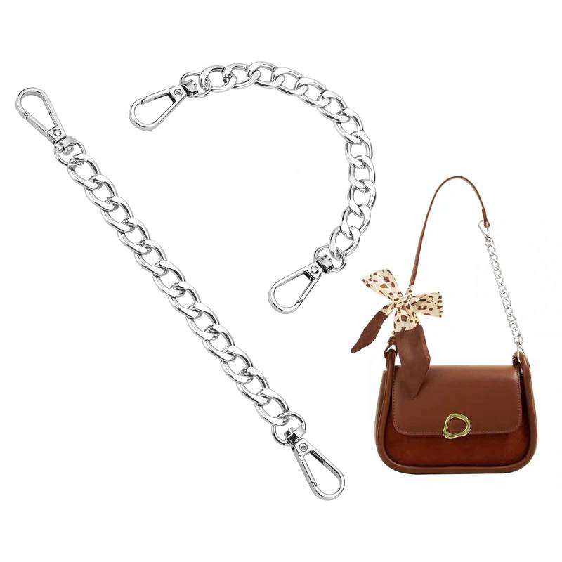 PandaHall 2pcs 20cm Aluminium Tasche Kettenriemen, Silber Geldbörse Extender Kette Handtaschenzubehör Mit Alu-Drehverschlüssen Für Handgefertigte Handtaschen Clutches Griffe Umhängeriemen von PH PandaHall