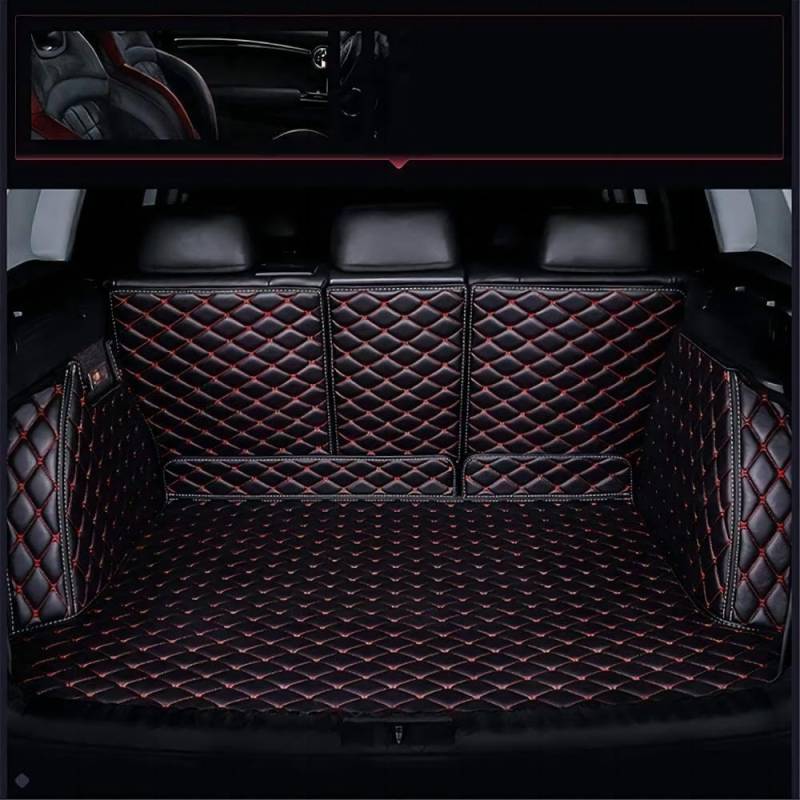 Auto Leder VollstäNdige Einkreisung Kofferraummatte für Mini Clubman 2016-2019, Wasserdicht rutschfest Kratzfestem Schutzmatte,Black-red von PHASZ