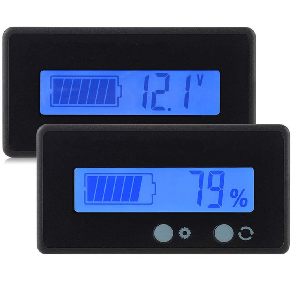 2 stück lcd batterie kapazität monitor gauge meter, wasserdicht 12v / 24v lithium batterie kapazität tester spannung meter monitor blau hintergrundbeleuchtung für fahrzeug batterie von PHILED