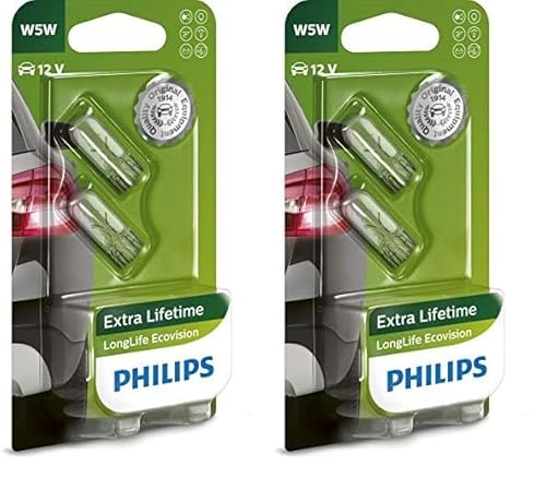 PHILIPS 12961LLECOB2 LongLife EcoVision W5W Signallampe 12961LLECOB2, 2er Blister (Packung mit 2) von PHILIPS