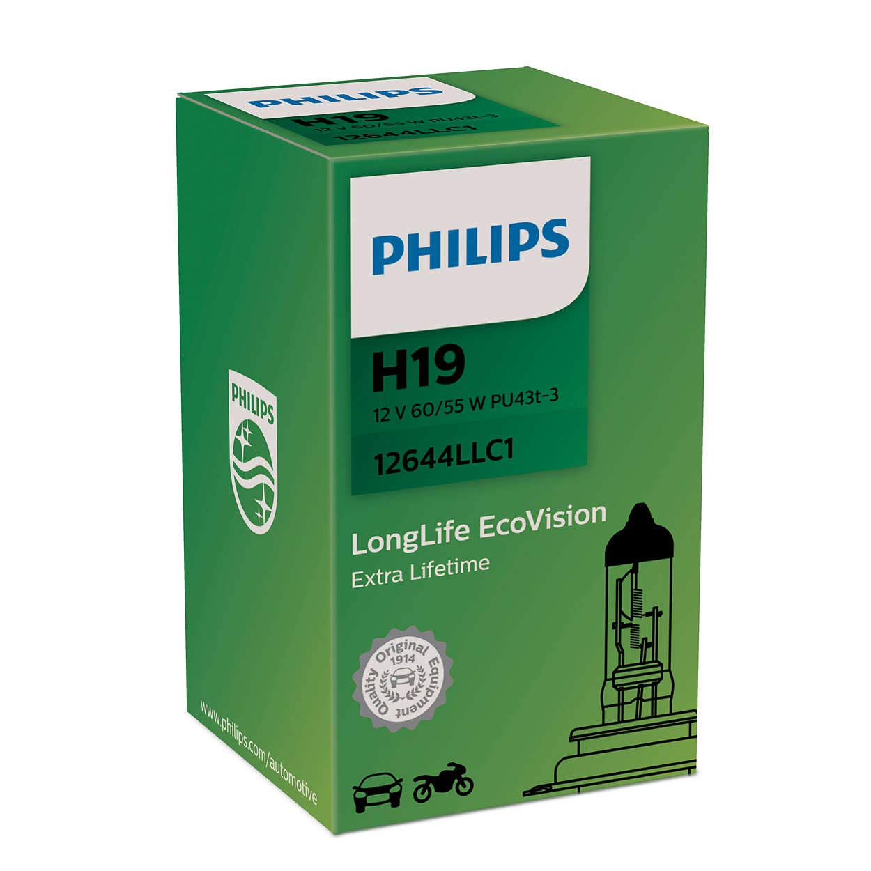 PHILIPS H19 Lampen Autolampen 60/55W 12644LLC1 von PHILIPS