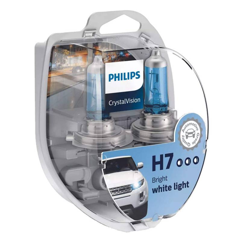 Philips CrystalVision 12972CVSM H7 55W Halogen PX26d 1.140 lm Leuchtmittel für Auto - Leuchtmittel für Auto (H7, 55 W, Halogen, Fernlicht, Abblendlicht, PX26d, 4.300 K) von PHILIPS