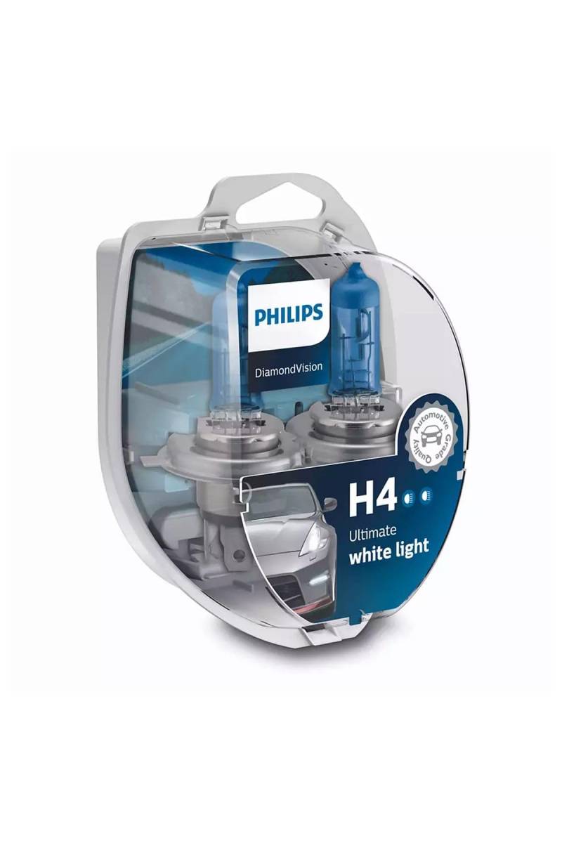Philips Diamond Vision 5000K H4 Auto-Scheinwerfer-Birnen (Twin Pack von Birnen) von PHILIPS