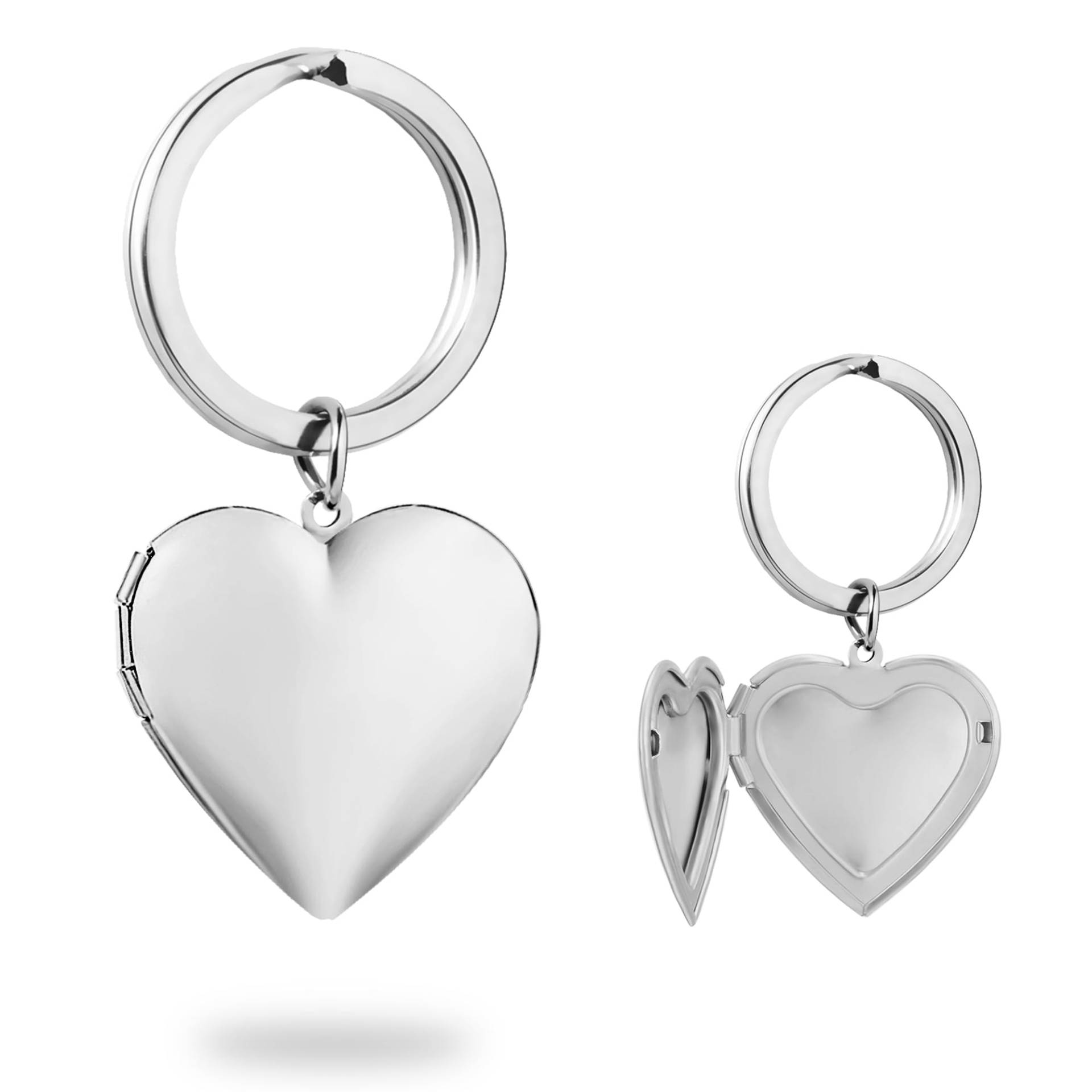 PHOCKSIN Silbernes Herz-Medaillon-Schlüsselanhänger für Frauen, schwarz, silber, Medaillon-Schlüsselanhänger, für Bilder, Foto-Schlüsselanhänger als Geschenk, silber, Small von PHOCKSIN