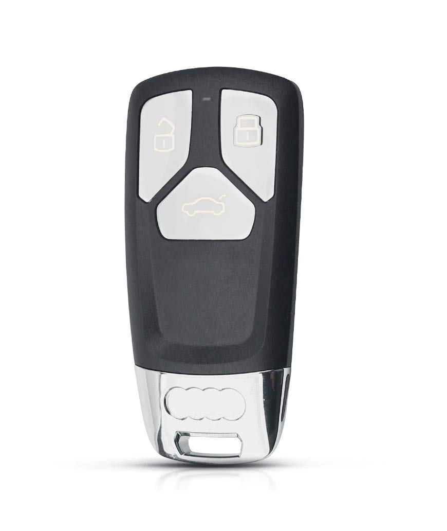 PHONILLICO Schlüsselgehäuse für Audi Q2 Q3 Q5 Q7 Q8 A4 A5 A6 A7 A8 TT - Intelligenter Funkschlüssel mit 3 Tasten in Schwarz aus Kunststoff für Auto von PHONILLICO