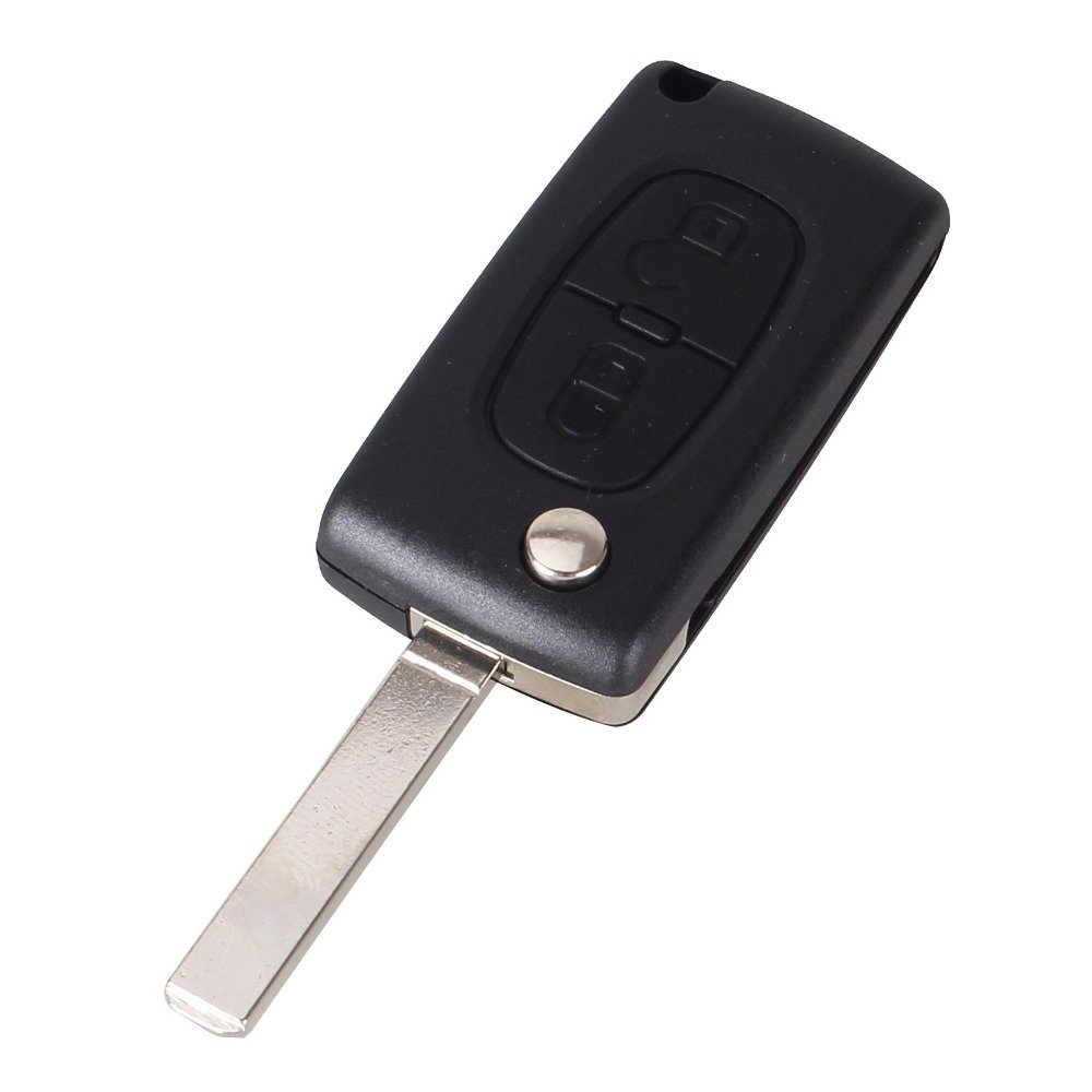 Schlüssel für Peugeot 207 307 308 3008 5008 807 Expert Partner C2 C3 C4 C8 Berlingo Jumpy | CE0536 | 2 Tasten | Modell mit Batterie Schlitz | Fernbedienung von PHONILLICO