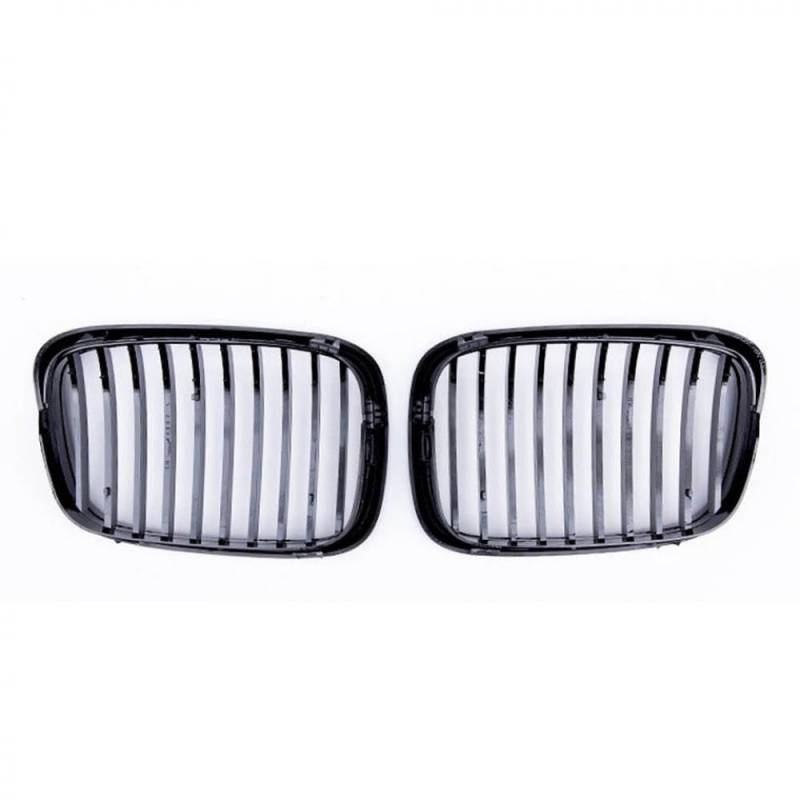 2pcs glänzende schwarze Single Line One Slat Front Stoßstange Kühlergrill kompatibel mit 5er E39 M5 1999-2004 Auto Styling Racing Grill von PHOVYAFI