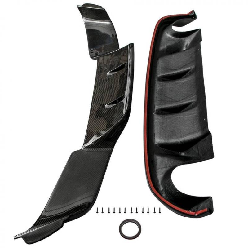 Carbon Faserstil Heck Stoßfänger Diffusor Lip Body Kit kompatibel mit Q50 -Modellen von 2014 bis 2017 in Schwarz von PHOVYAFI
