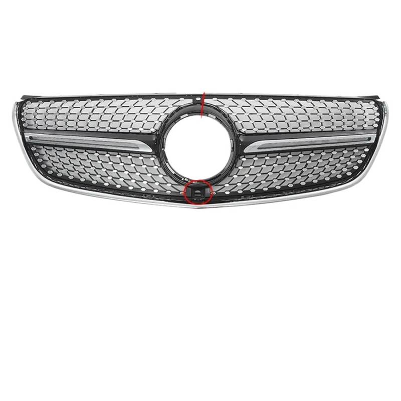 Chrome Black Diamonds Style Grilles kompatibel mit V W447 V250 V260 2016 bis 2020 Glanzschwarz GTR Style Stoßstange Kühlergrill(Diamonds-Black W360) von PHOVYAFI