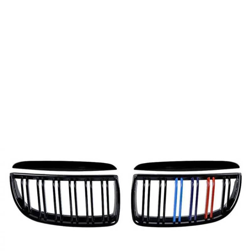 Gloss Black Frontgrill mit M -Farbdoppellinie kompatibel mit 3 Serien E90 E91 2005 bis 2008 Modelle von PHOVYAFI