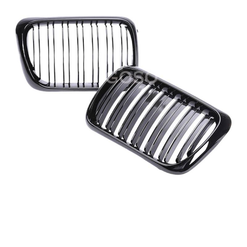 Matte Schwarze vordere Stoßfänger -Kühlergrillersatz Kompatibel mit 1997 1998 1999 3 Serie E36 LCI Racing Style Air Einlassgrills(Dual Gloss Black) von PHOVYAFI
