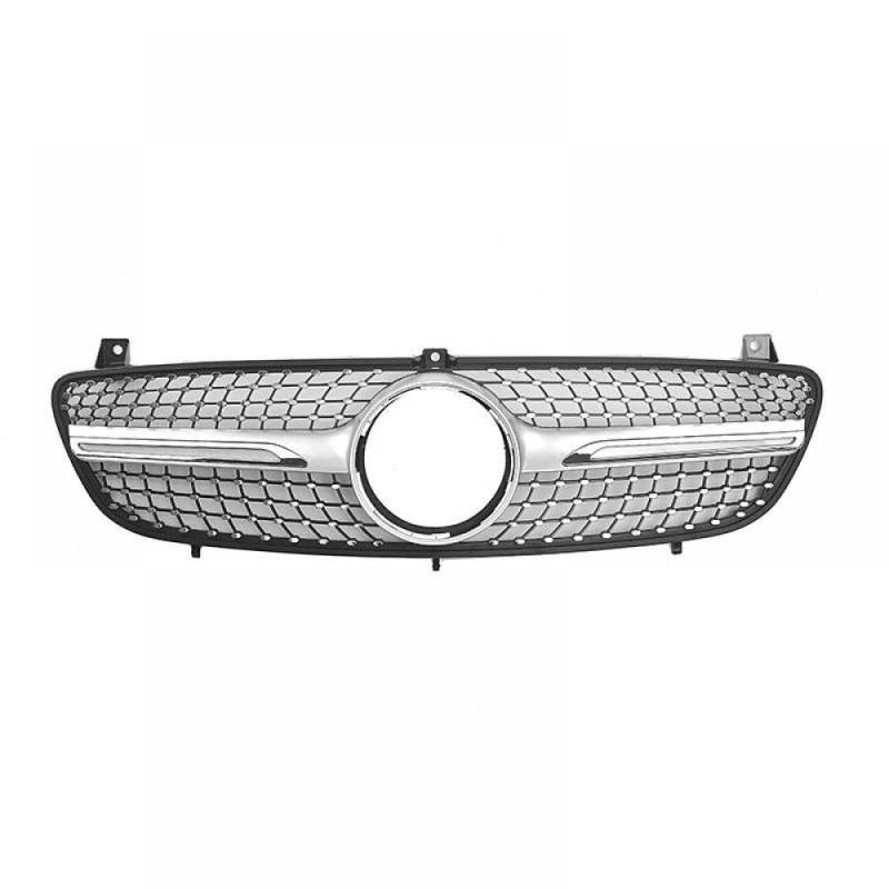 Racing Diamond Kühlergrill kompatibel mit W639 Viano Vito 2006 bis 2010 vordere Stoßfänger -Tuning -Accessoire(Silver) von PHOVYAFI