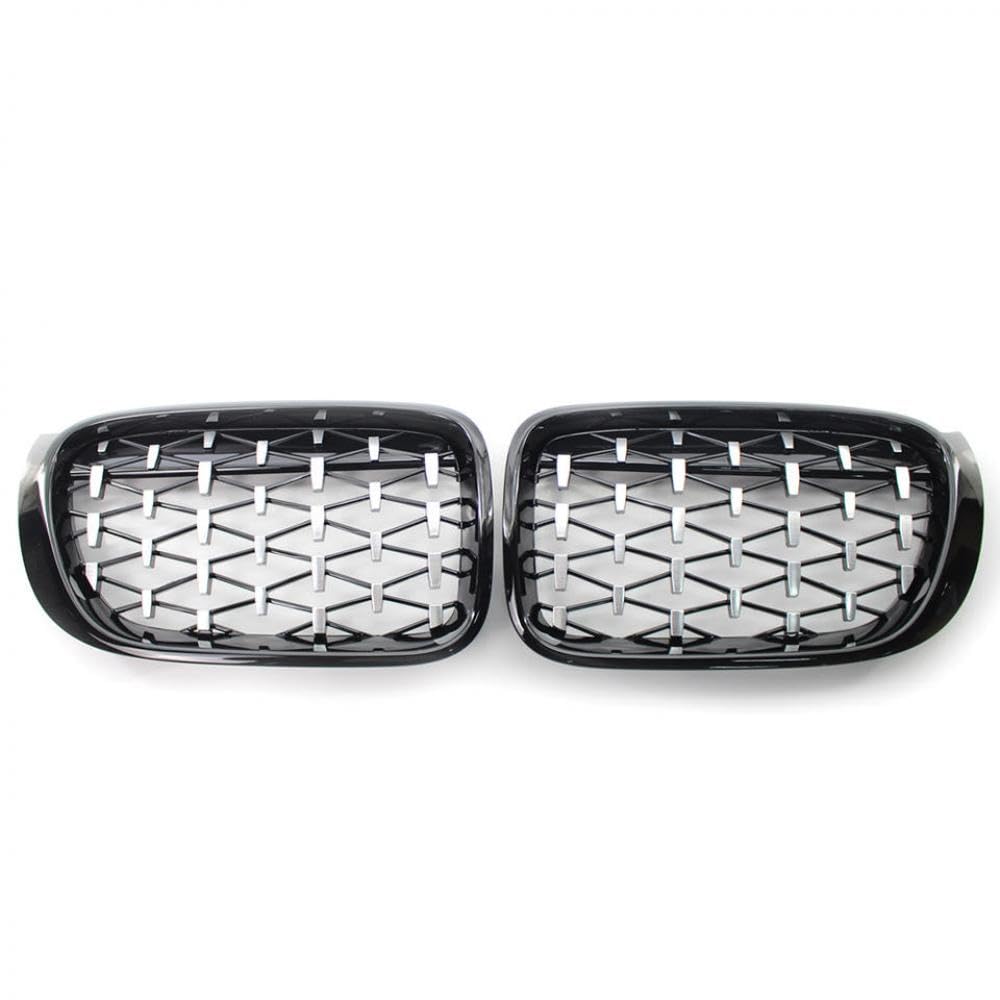 Renngrills im Diamantstil Kompatibel mit vordere Kühlergrill kompatibel mit F25 F26 X3 X4 -Modellen von 2014 bis 2018(Silver and Black) von PHOVYAFI