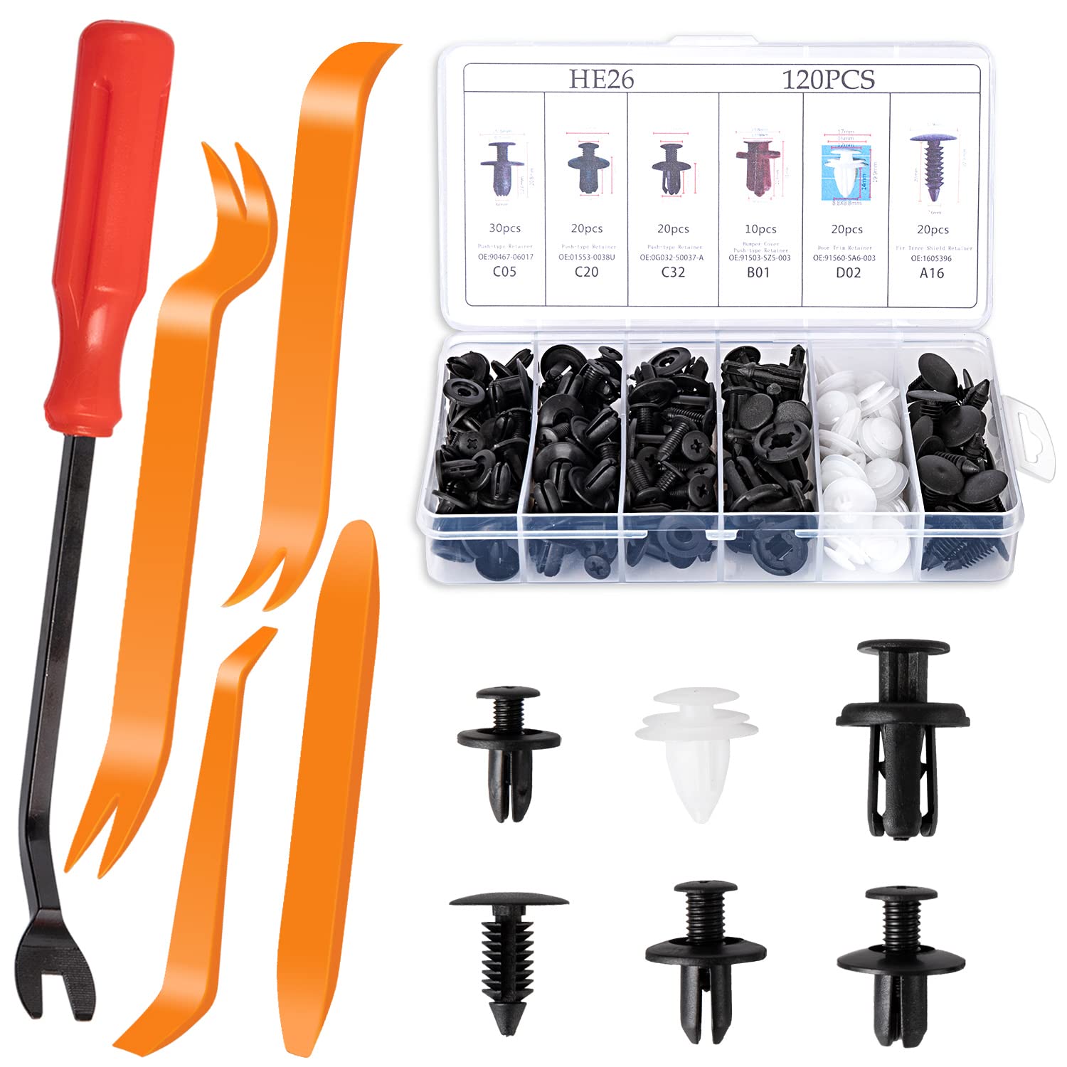 PHYLES 125 Stück Auto Befestigung Clips,6 Arten Universal Befestigungclips,Türverkleidung Klammern Nylon Stoßstange Spreiznieten Karosserie Clips PHYLES 125 Stück Auto Befestigung Clips,6 Arten Universal Befestigungclips,Türverkleidung Klammern Nylon Stoßstange Spreiznieten Karosserie Clips von PHYLES