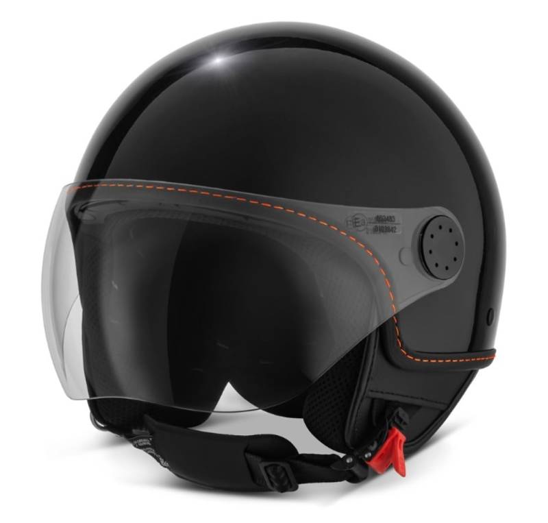 Jethelm Piaggio original Visor 4.0 Demi Jet für Vespa Fahrer mit ECE 22.06 Zulassung (schwarz glänzend, L1) von PIAGGIO