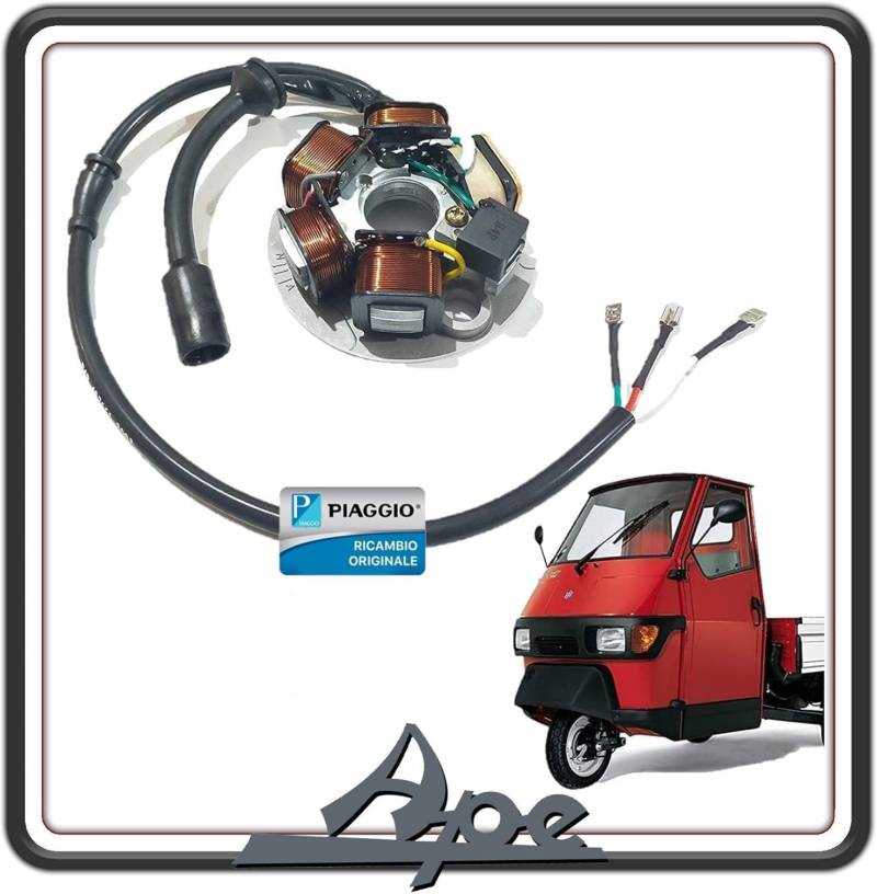 Magnet-Stator Schwungrad Stromgenerator 5 Spulen komplett für Piaggio Ape 50 Original Piaggio 497651. von PIAGGIO