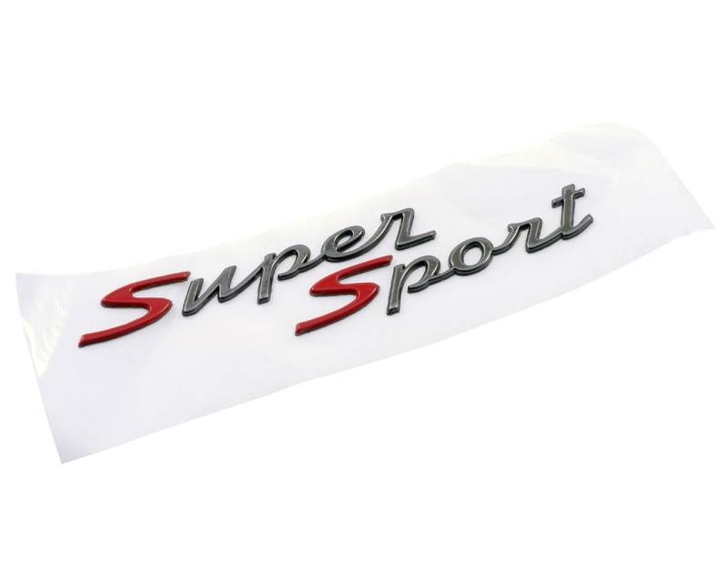 Schriftzug Aufkleber Sticker für Gepäckfach "Super Sport" anthrazit/rot 105x25mm von PIAGGIO