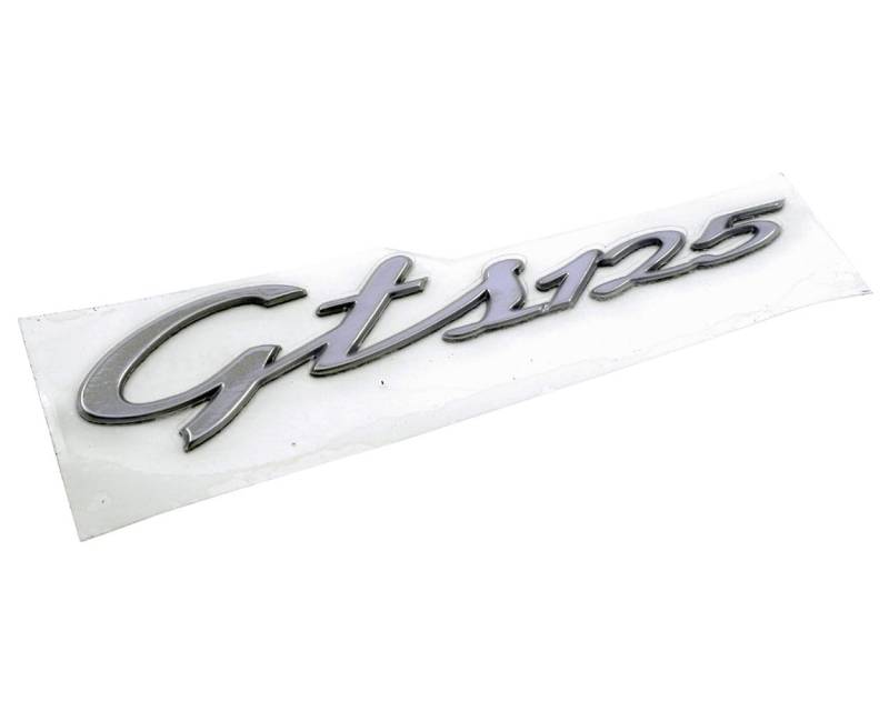 Schriftzug Aufkleber Sticker für Seitenhaube "GTS 125" chrom 115x27mm von PIAGGIO