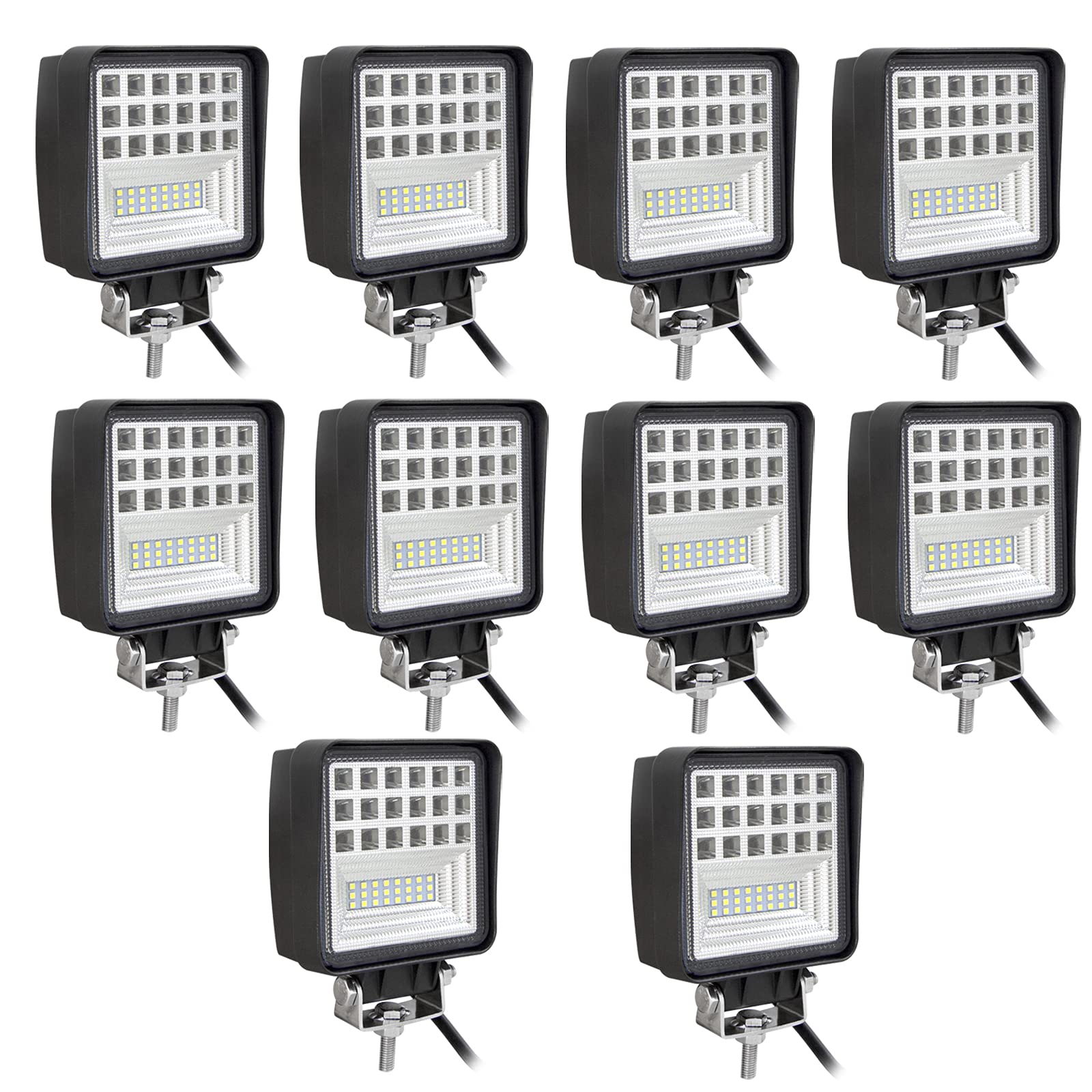 PICAA 10 Stück 126 Watt 4 Zoll LED Arbeitslicht Quadrat Flutlicht Scheinwerfer Arbeitsscheinwerfer Offroad Lampe Lichter Pods Für LKW Traktor SUV UTV ATV 12-24 V 6000 Karat IP67 PICAA 10 Stück 126 Watt 4 Zoll LED Arbeitslicht Quadrat Flutlicht Scheinwerfer Arbeitsscheinwerfer Offroad Lampe Lichter Pods Für LKW Traktor SUV UTV ATV 12-24 V 6000 Karat IP67 von PICAA