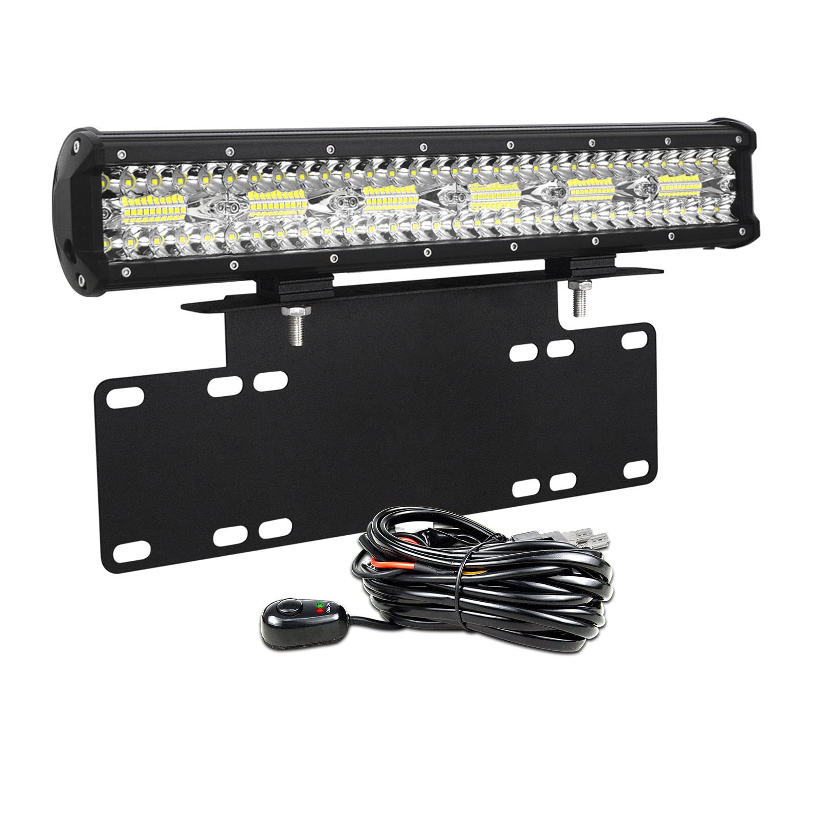 PICAA 15 Zoll 300W LED Lightbar mit Halterung 12V Kabelbaum, 3 Rows LED-Lichtleiste Lichtbalken Arbeitsscheinwerfer 6000K Weiß Wasserdicht für Auto Offroad 4x4 LKW Traktor von PICAA