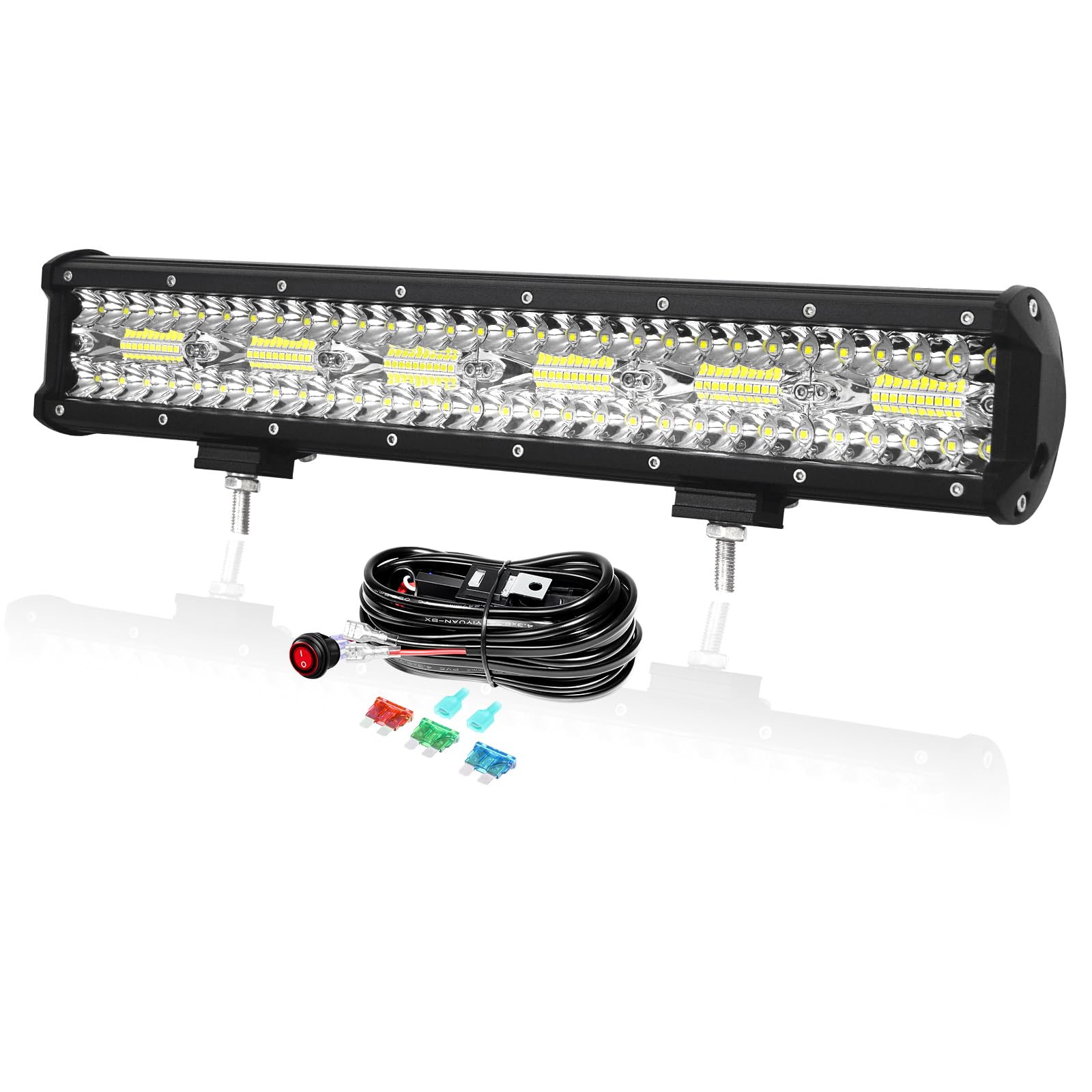 PICAA 17 Zoll 360W LED Lightbar mit Kabelbaum Kit Tri-Reihe LED Lichtbalken Arbeitsscheinwerfer 12V 6000K Weiß Wasserdicht für Auto Offroad 4x4 LKW ATV SUV PICAA 17 Zoll 360W LED Lightbar mit Kabelbaum Kit Tri-Reihe LED Lichtbalken Arbeitsscheinwerfer 12V 6000K Weiß Wasserdicht für Auto Offroad 4x4 LKW ATV SUV von PICAA