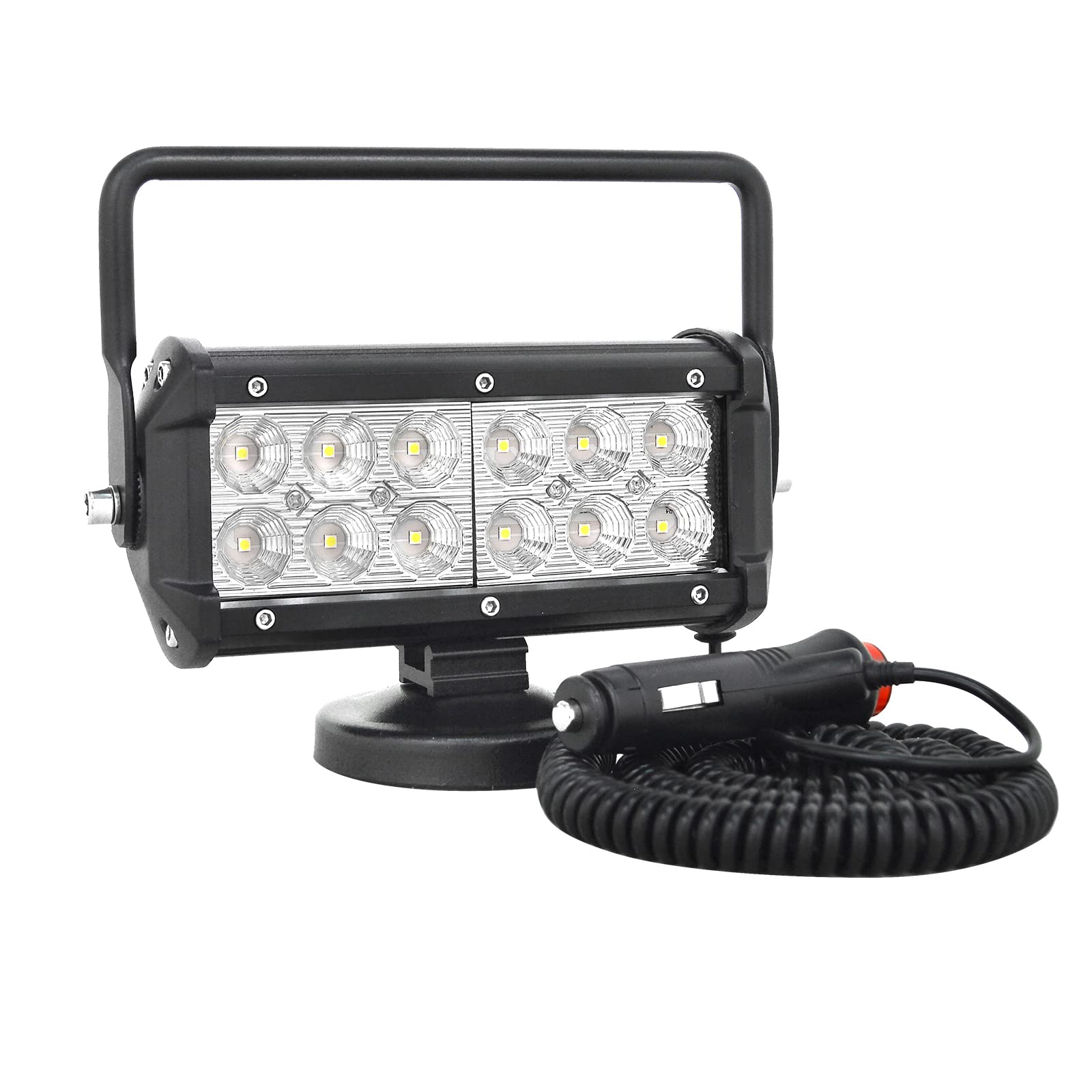 PICAA 1tlg 7 Zoll LED Arbeitsscheinwerfer mit Magnetfuß, 36W Led Flutlicht Lightbar Auto Offroad 4x4 LKW Traktor 12V 24V Zusatzscheinwerfer PICAA 1tlg 7 Zoll LED Arbeitsscheinwerfer mit Magnetfuß, 36W Led Flutlicht Lightbar Auto Offroad 4x4 LKW Traktor 12V 24V Zusatzscheinwerfer von PICAA