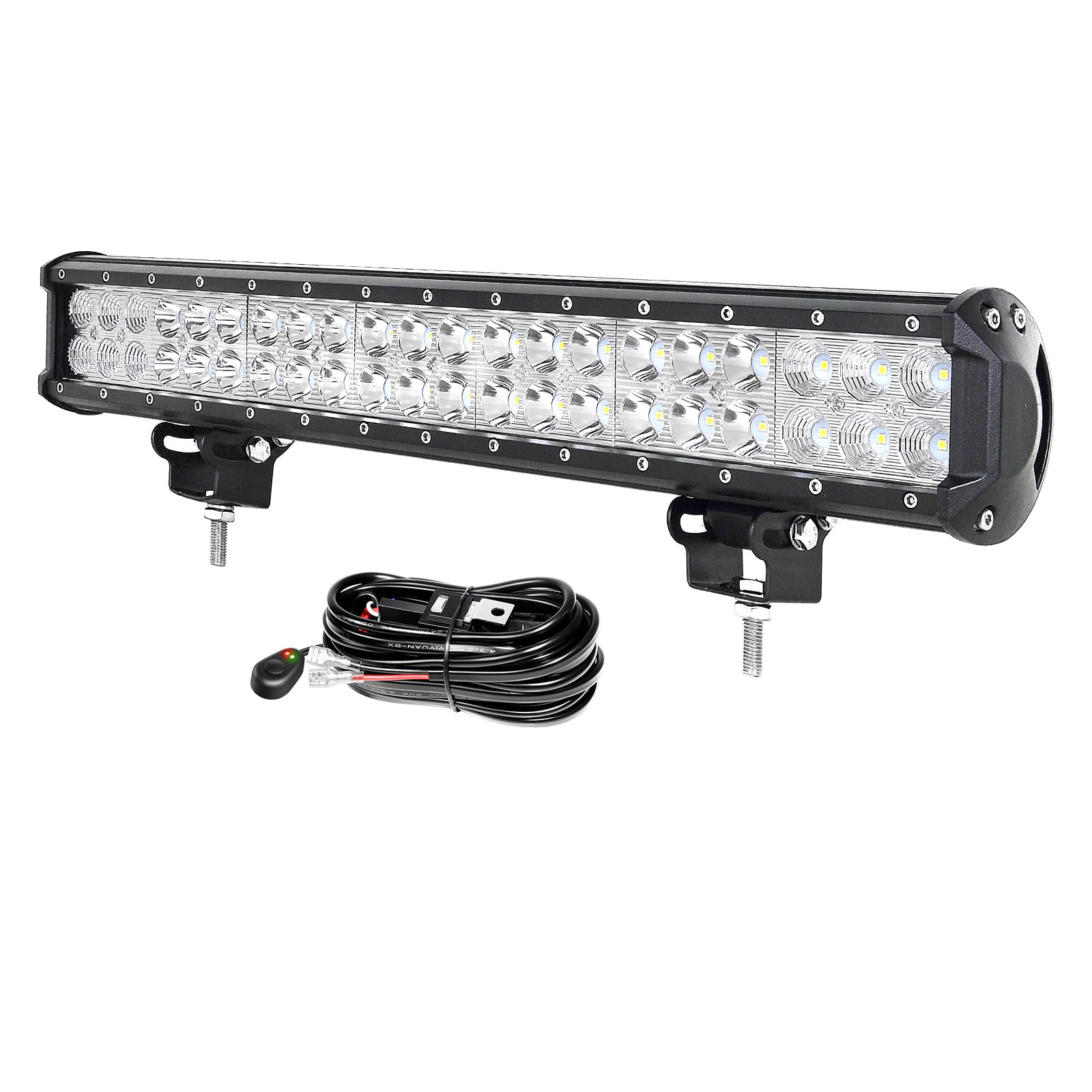 PICAA 20 Zoll 126W LED Lightbar Auto 12V Mit Kabelbaum Led Lichtbalken Arbeitsscheinwerfer Bar 6000K Weiß Wasserdicht für Offroad LKW 4WD 4x4 SUV KFZ UTE ATV PICAA 20 Zoll 126W LED Lightbar Auto 12V Mit Kabelbaum Led Lichtbalken Arbeitsscheinwerfer Bar 6000K Weiß Wasserdicht für Offroad LKW 4WD 4x4 SUV KFZ UTE ATV von PICAA