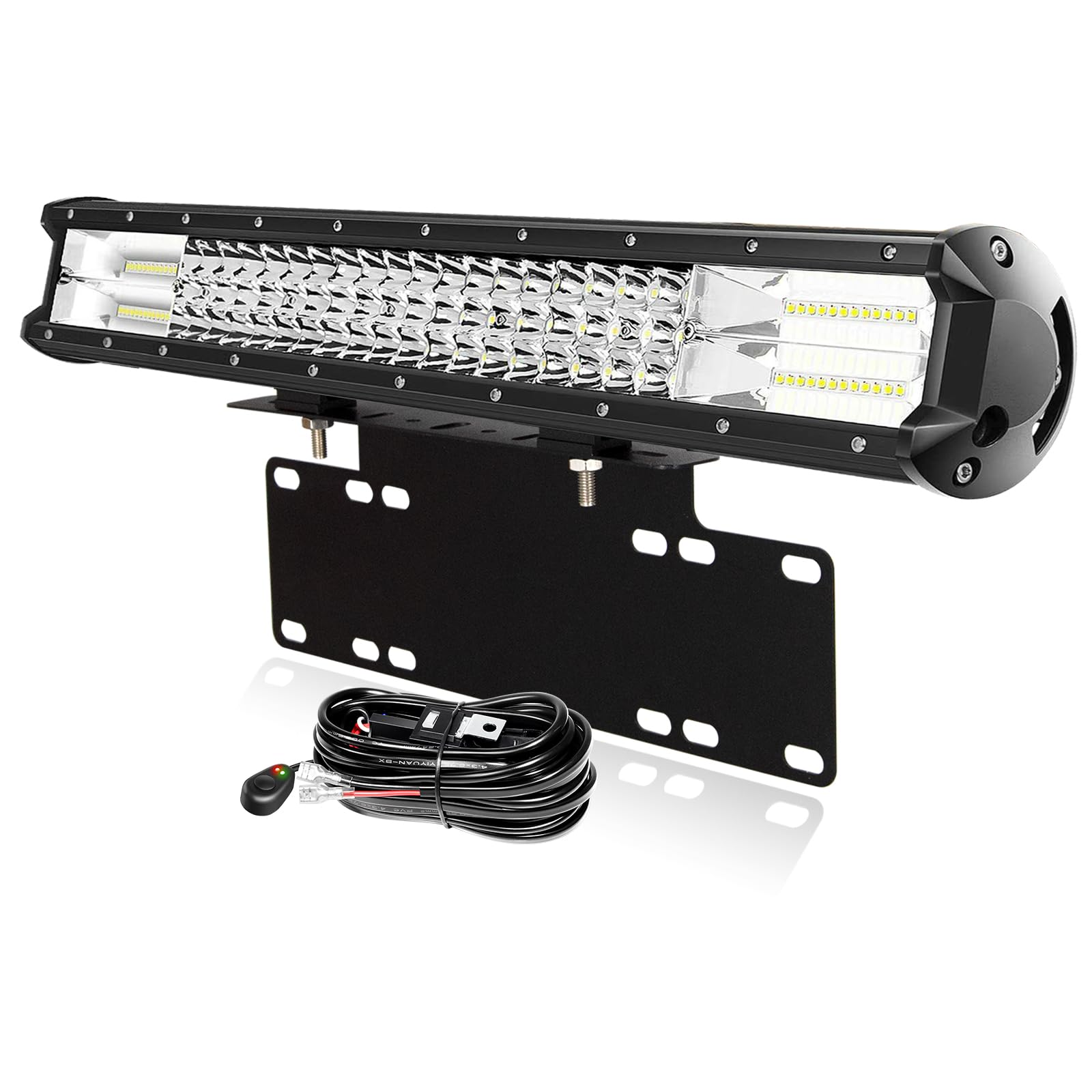 PICAA 20 Zoll 288W LED Lightbar mit Kennzeichenhalterung 12V Kabelbaum Kit, 3 Rows LED-Lichtleiste Arbeitsscheinwerfer Spot Flood für Auto Offroad 4x4 LKW Traktor, 6000K Weiß Wasserdicht PICAA 20 Zoll 288W LED Lightbar mit Kennzeichenhalterung 12V Kabelbaum Kit, 3 Rows LED-Lichtleiste Arbeitsscheinwerfer Spot Flood für Auto Offroad 4x4 LKW Traktor, 6000K Weiß Wasserdicht von PICAA