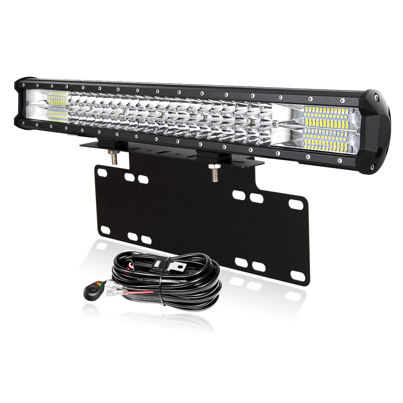 PICAA 23 Zoll 324W LED Lightbar mit Halterung 12V Kabelbaum Kit, 3 Rows LED-Lichtleiste Lichtbalken Arbeitsscheinwerfer Spot Flood für Auto Offroad 4x4 LKW Traktor, 6000K Weiß Wasserdicht PICAA 23 Zoll 324W LED Lightbar mit Halterung 12V Kabelbaum Kit, 3 Rows LED-Lichtleiste Lichtbalken Arbeitsscheinwerfer Spot Flood für Auto Offroad 4x4 LKW Traktor, 6000K Weiß Wasserdicht von PICAA