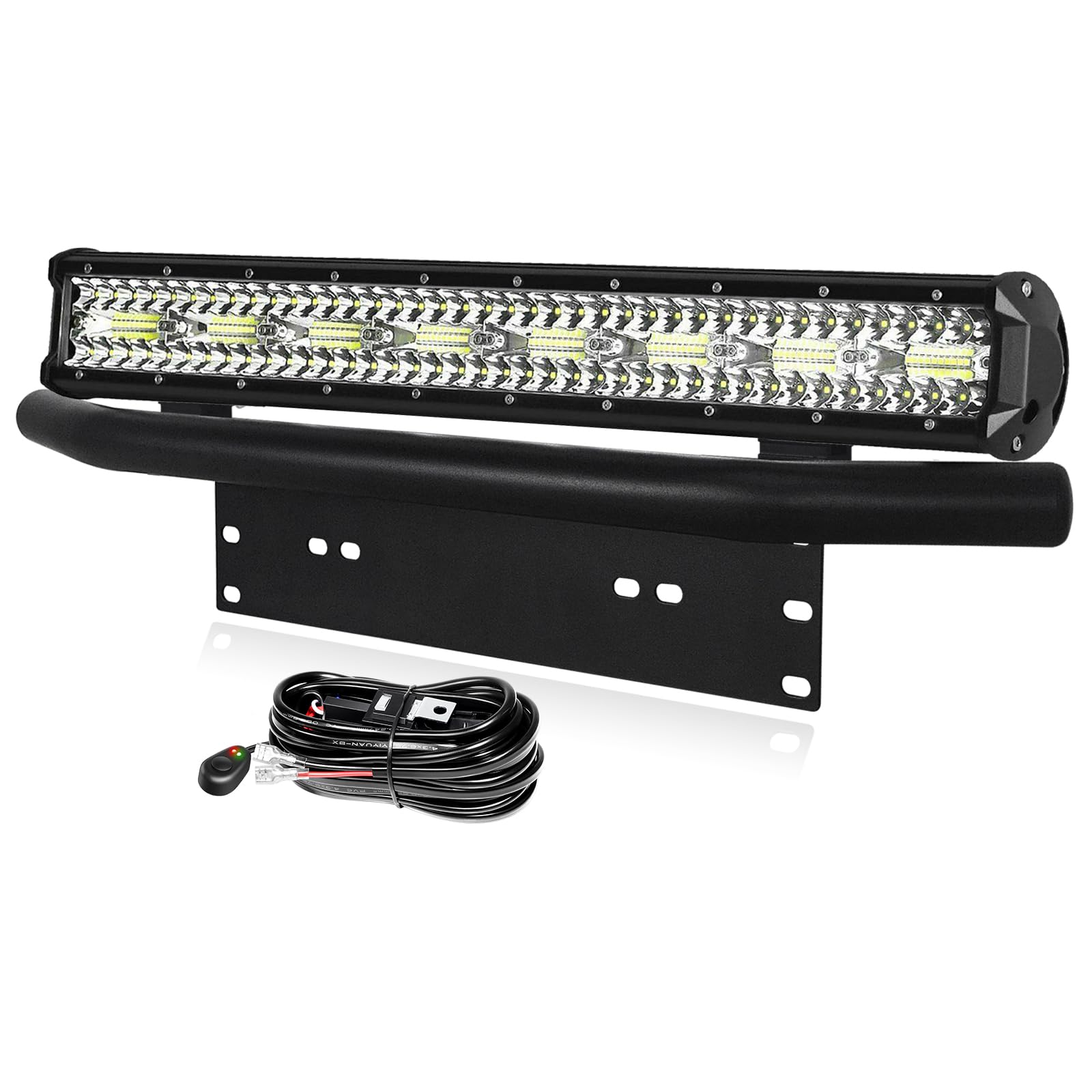 PICAA 23 Zoll 480W LED Lightbar mit Halterung 12V Kabelbaum, Spot Flood Combo LED-Lichtleiste Lichtbalken Arbeitsscheinwerfer 6000K Weiß Wasserdicht für Auto Offroad 4x4 LKW SUV Traktor von PICAA