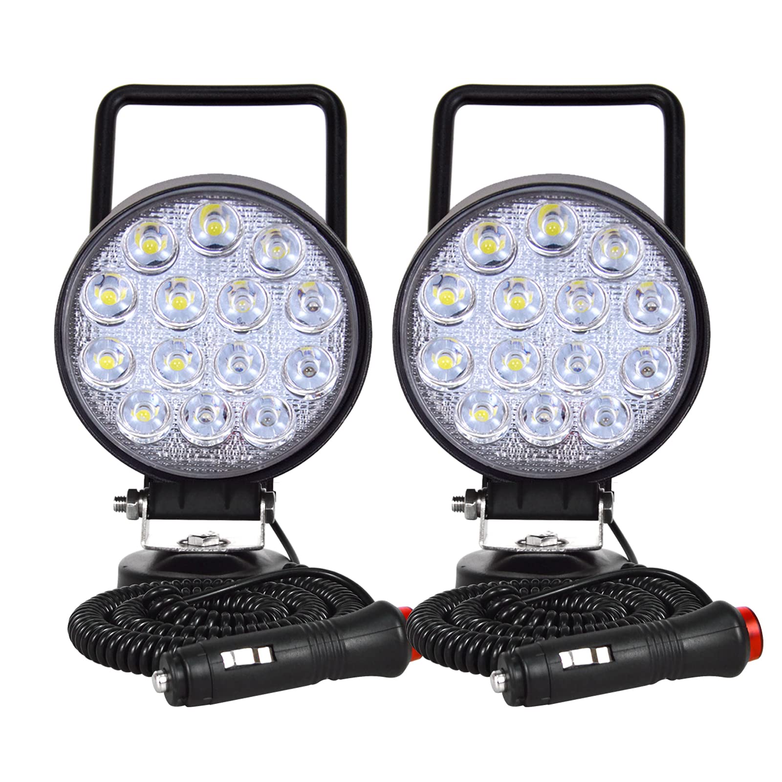 PICAA 2tlg 4 Zoll LED Arbeitsscheinwerfer mit Magnetfuß, Rund 42W Led Spotlicht Lightbar Auto Offroad 4x4 LKW Traktor 12V 24V Zusatzscheinwerfer PICAA 2tlg 4 Zoll LED Arbeitsscheinwerfer mit Magnetfuß, Rund 42W Led Spotlicht Lightbar Auto Offroad 4x4 LKW Traktor 12V 24V Zusatzscheinwerfer von PICAA