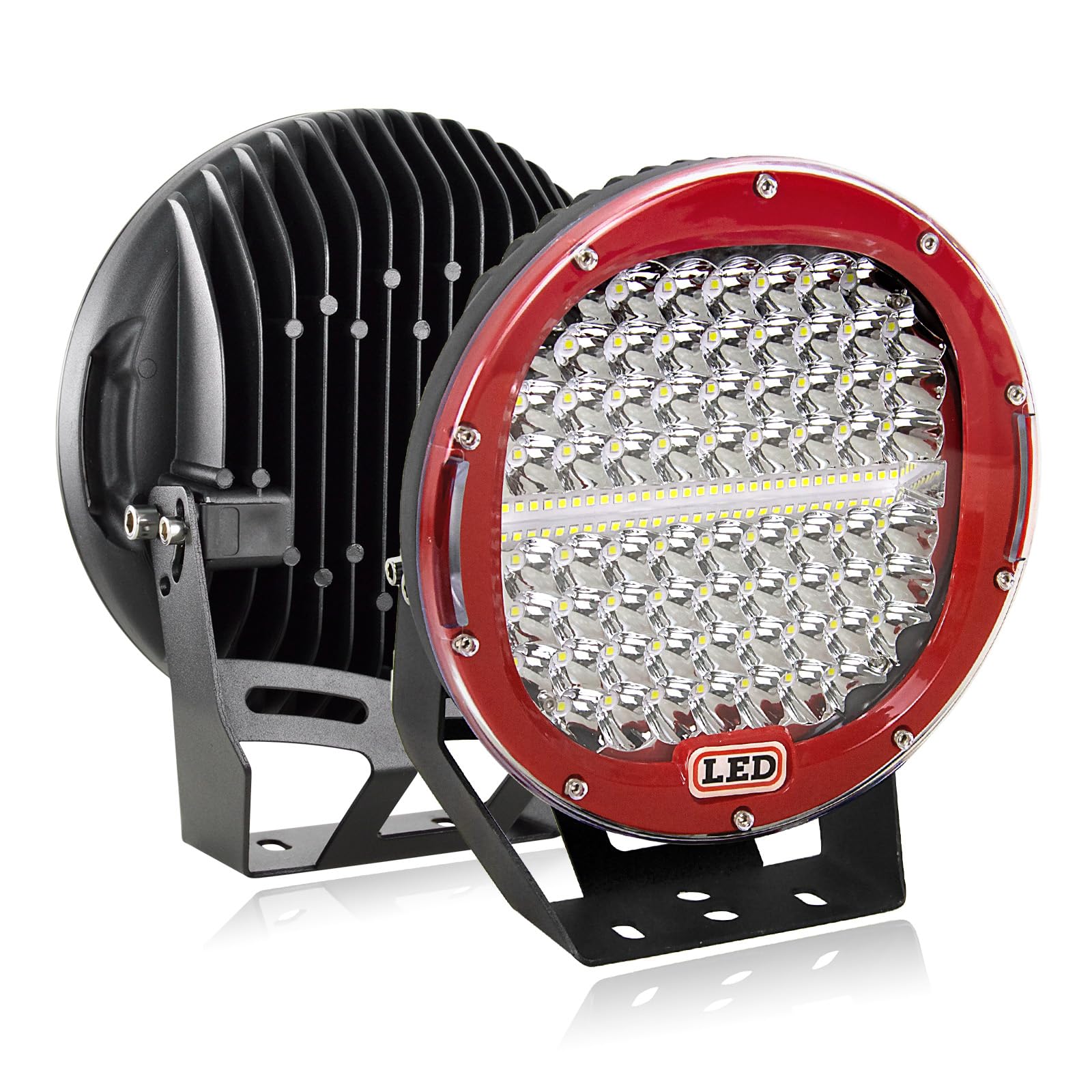 PICAA 2tlg Rund 9 Zoll LED Arbeitsscheinwerfer, Rot 294W Spotlicht Scheinwerfer Lightbar für Auto Offroad 4X4 Traktor LKW KFZ 12V 24V, 6000K Weiß Led Zusatzscheinwerfer PICAA 2tlg Rund 9 Zoll LED Arbeitsscheinwerfer, Rot 294W Spotlicht Scheinwerfer Lightbar für Auto Offroad 4X4 Traktor LKW KFZ 12V 24V, 6000K Weiß Led Zusatzscheinwerfer von PICAA