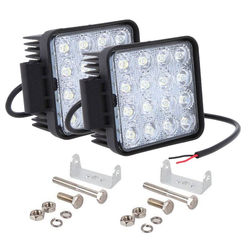 PICAA LED Arbeitsscheinwerfer, 2 Stücke 4 Zoll 48W LED Scheinwerfer 12V 24V 6000K Offroad Zusatzscheinwerfer Rückfahrscheinwerfer für Traktor, SUV, LKW, 4x4, ATV von PICAA