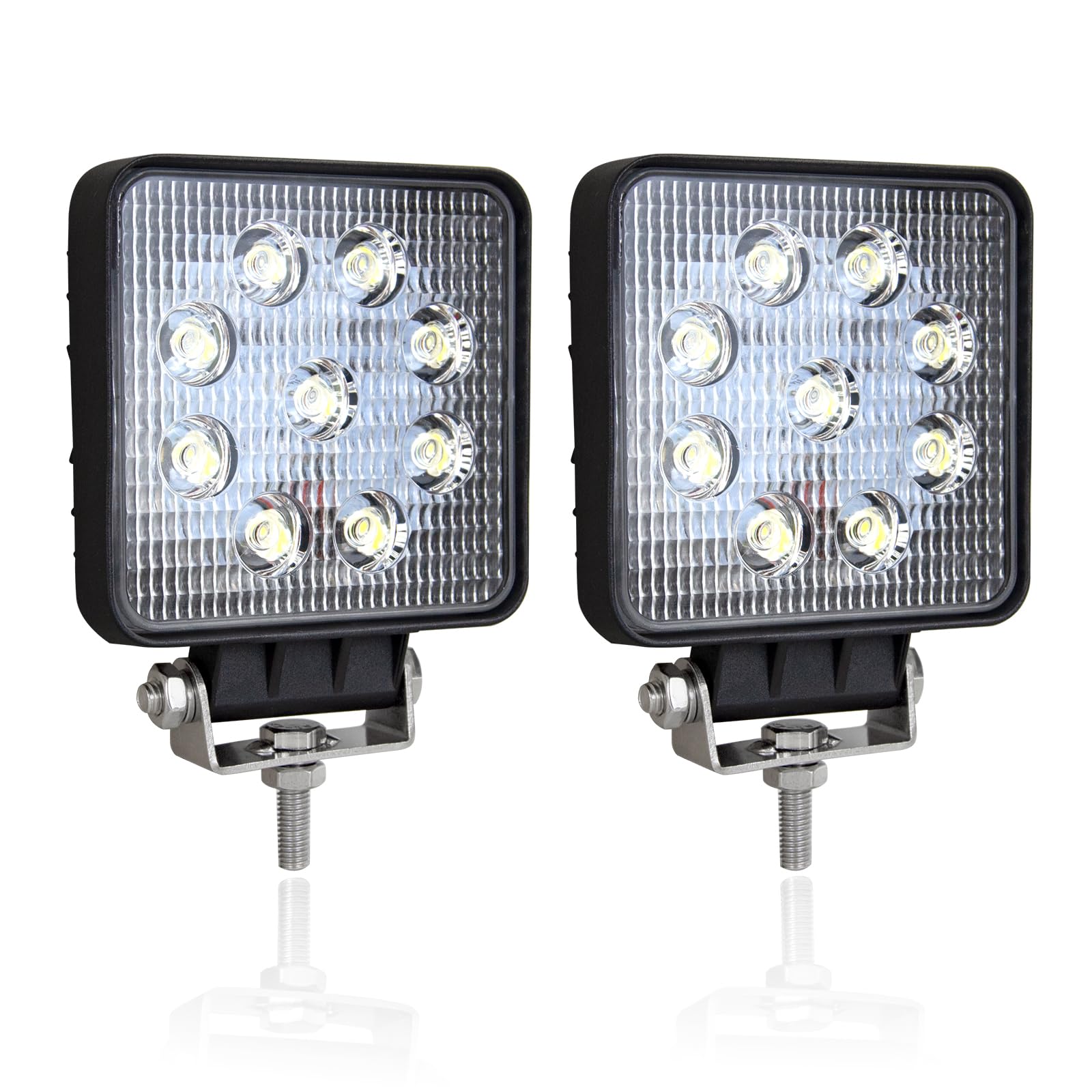 PICAA 2x Quadratisch 4 Zoll 27W LED Arbeitsscheinwerfer, 6000K Weiß Flutlicht Led Lightbar 12V 24V Auto Offroad 4x4 LKW Traktor Zusatzscheinwerfer PICAA 2x Quadratisch 4 Zoll 27W LED Arbeitsscheinwerfer, 6000K Weiß Flutlicht Led Lightbar 12V 24V Auto Offroad 4x4 LKW Traktor Zusatzscheinwerfer von PICAA