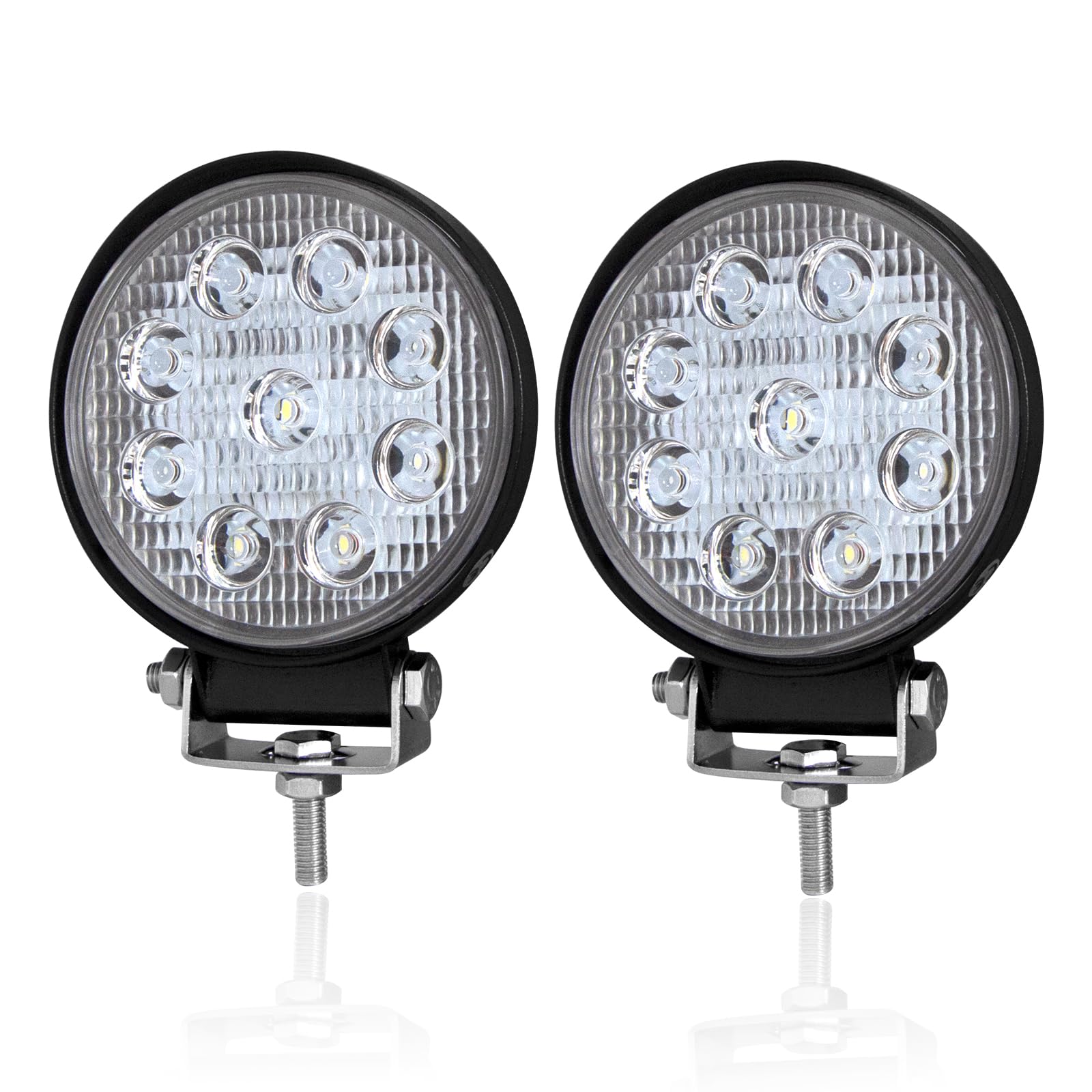 PICAA 2x Rund LED Arbeitsscheinwerfer, 4 Zoll 27W LED Offroad Zusatzscheinwerfer 12V 24V Scheinwerfer 6000K Rückfahrscheinwerfer für Traktor SUV LKW 4x4 ATV PICAA 2x Rund LED Arbeitsscheinwerfer, 4 Zoll 27W LED Offroad Zusatzscheinwerfer 12V 24V Scheinwerfer 6000K Rückfahrscheinwerfer für Traktor SUV LKW 4x4 ATV von PICAA