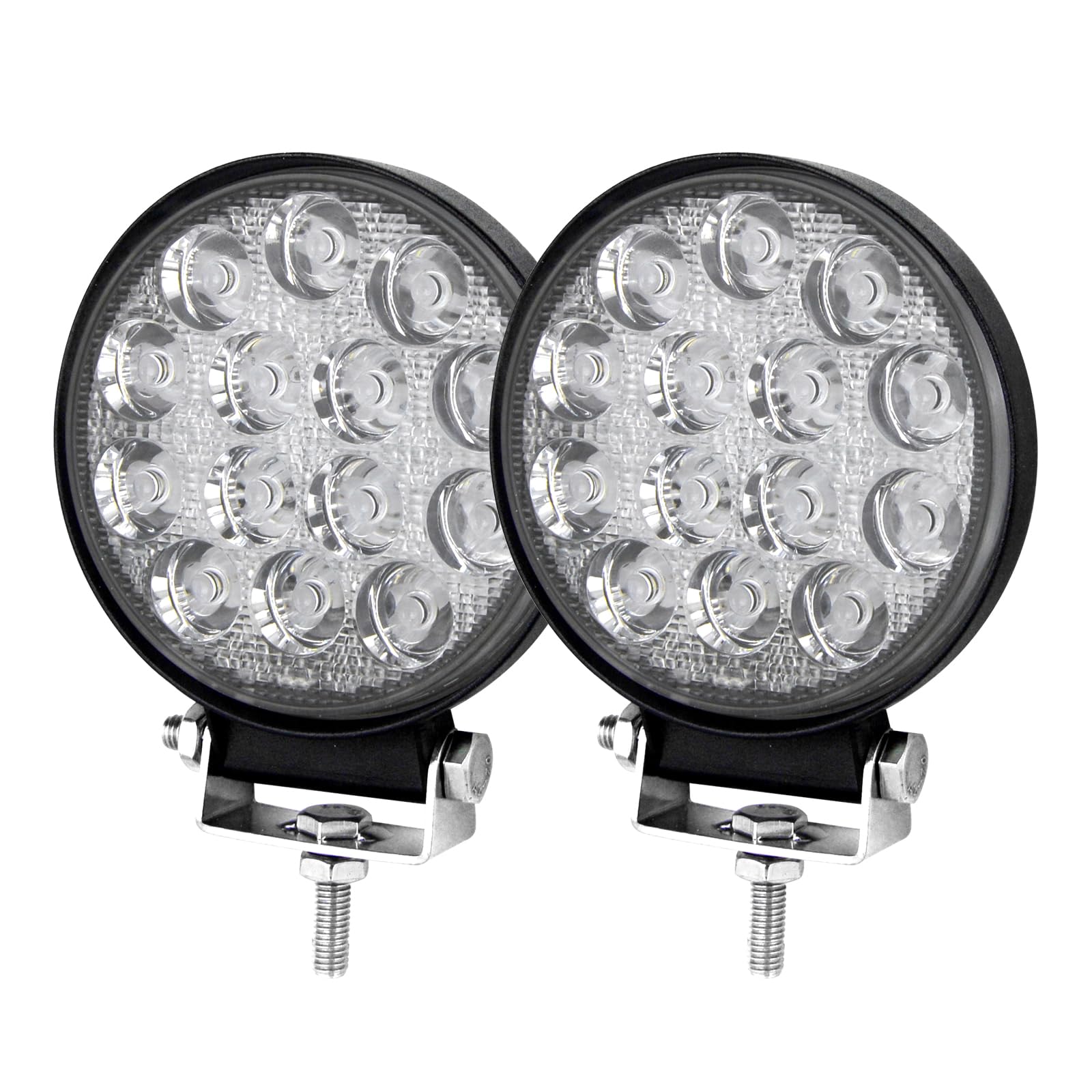 PICAA 2x Rund 4 Zoll 42W LED Arbeitsscheinwerfer, 6000K Weiß Flutlicht Led Lightbar 12V 24V Auto Offroad 4x4 LKW Traktor Zusatzscheinwerfer PICAA 2x Rund 4 Zoll 42W LED Arbeitsscheinwerfer, 6000K Weiß Flutlicht Led Lightbar 12V 24V Auto Offroad 4x4 LKW Traktor Zusatzscheinwerfer von PICAA
