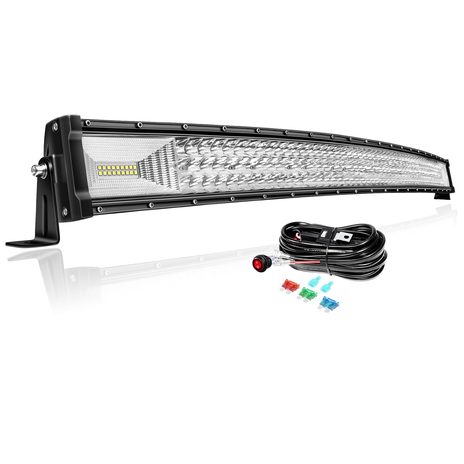 PICAA 3 Rows Gewölbt 42 Zoll LED Lightbar 540W mit Kabelbaum Kit Lichtbalken Arbeitsscheinwerfer Flutlicht Spotlight für Offroad Auto 12V 6000K Weiß PICAA 3 Rows Gewölbt 42 Zoll LED Lightbar 540W mit Kabelbaum Kit Lichtbalken Arbeitsscheinwerfer Flutlicht Spotlight für Offroad Auto 12V 6000K Weiß von PICAA