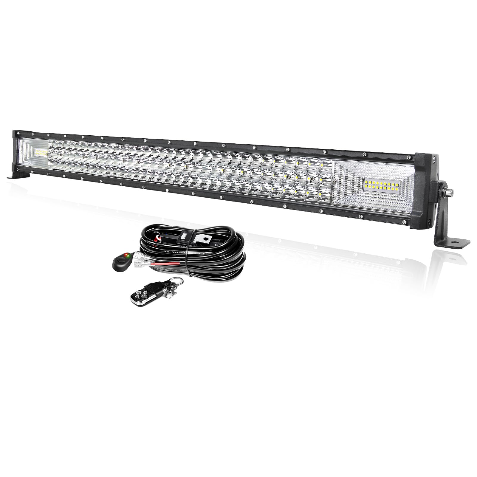 PICAA 32 Zoll 405W LED Arbeitsscheinwerfer mit Blitz Kabelbaum Kit, Tri-Reihen LED Lightbar Lichtbalken 12V 24V Lichtleiste Auto Offroad 4x4 Zusatzscheinwerfer PICAA 32 Zoll 405W LED Arbeitsscheinwerfer mit Blitz Kabelbaum Kit, Tri-Reihen LED Lightbar Lichtbalken 12V 24V Lichtleiste Auto Offroad 4x4 Zusatzscheinwerfer von PICAA
