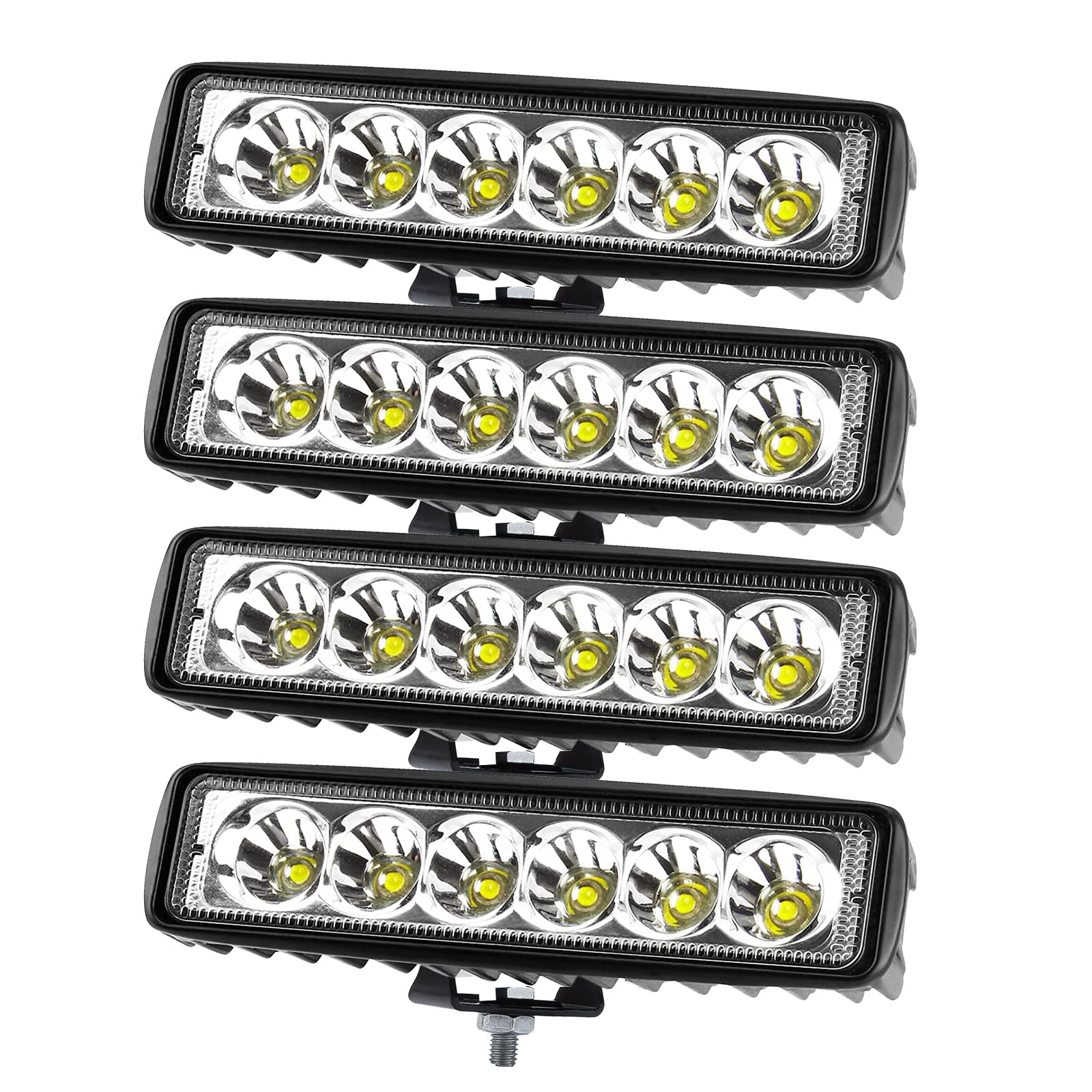 PICAA 4 Stücke LED Arbeitsscheinwerfer, 6 Zoll 18W Spot Strahl Led Scheinwerfer 12V 24V 6000K Weiß Arbeitslicht für SUV Auto Offroad 4X4 Traktor LKW von PICAA