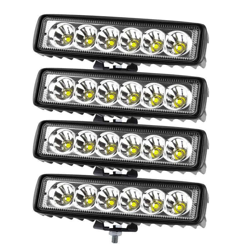 PICAA 4 Stücke LED Arbeitsscheinwerfer, 6 Zoll 18W Spot Strahl Led Scheinwerfer 12V 24V 6000K Weiß Arbeitslicht für SUV Auto Offroad 4X4 Traktor LKW von PICAA
