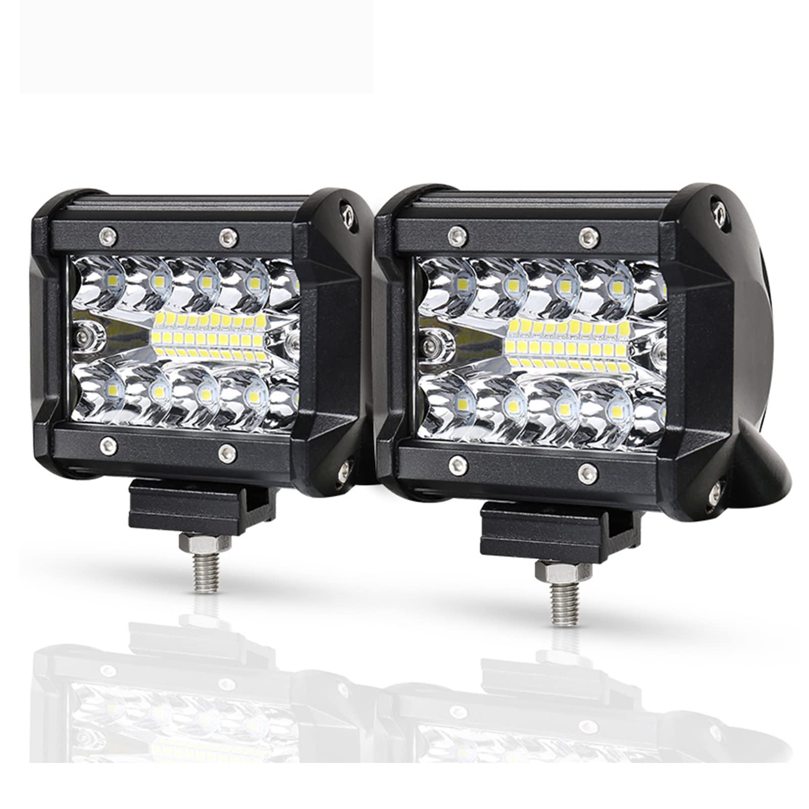 PICAA 4 Zoll 60W LED Arbeitsscheinwerfer Tri-Reihe LED Lightbar Lichtbalken 12V 24V 6000K Weiß Wasserdicht für Auto Offroad 4x4 Traktor LKW ATV SUV PICAA 4 Zoll 60W LED Arbeitsscheinwerfer Tri-Reihe LED Lightbar Lichtbalken 12V 24V 6000K Weiß Wasserdicht für Auto Offroad 4x4 Traktor LKW ATV SUV von PICAA