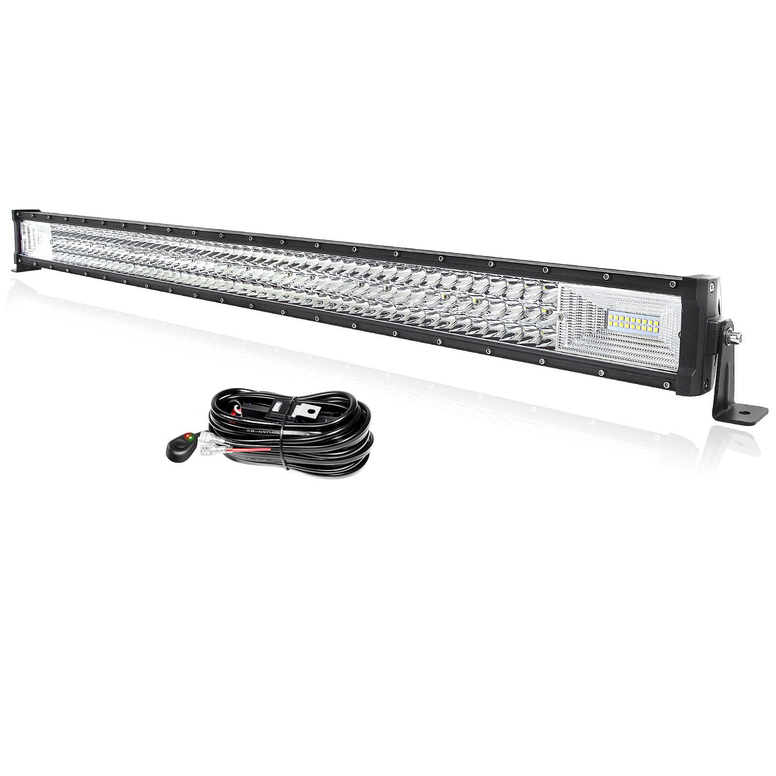 PICAA 42 Zoll 540W 3 Rows LED Lightbar Auto 12V Mit Kabelbaum Kit Led Lichtbalken Arbeitsscheinwerfer Bar 6000K Weiß Wasserdicht für Offroad LKW 4WD 4x4 SUV KFZ UTE ATV von PICAA