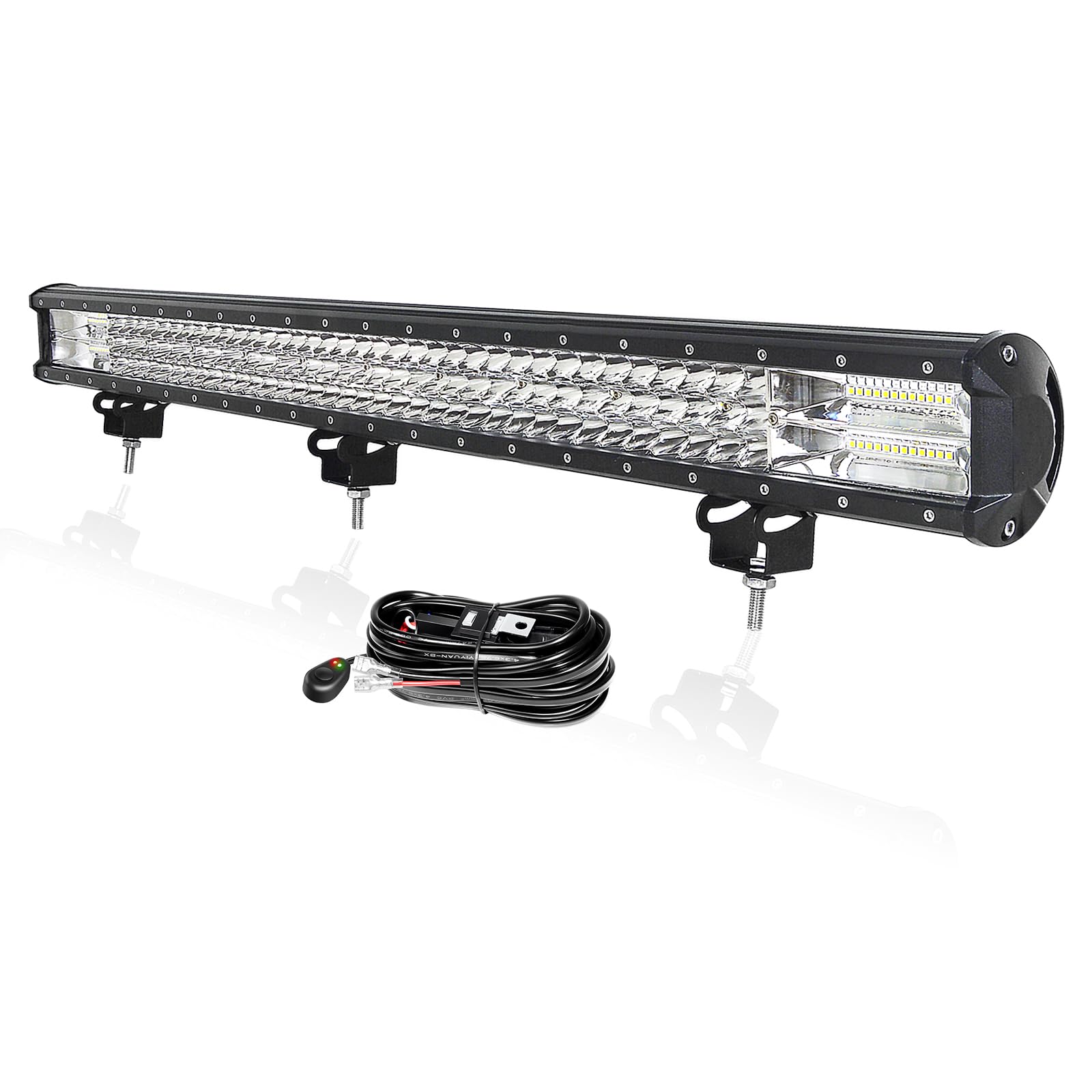 PICAA 34 Zoll 468W 3 Rows LED Lightbar Auto 12V Mit Kabelbaum Kit Led Arbeitsscheinwerfer Lichtbalken Led Zusatzscheinwerfer Wasserdicht Led Bar Offroad LKW 4x4 SUV ATV von PICAA